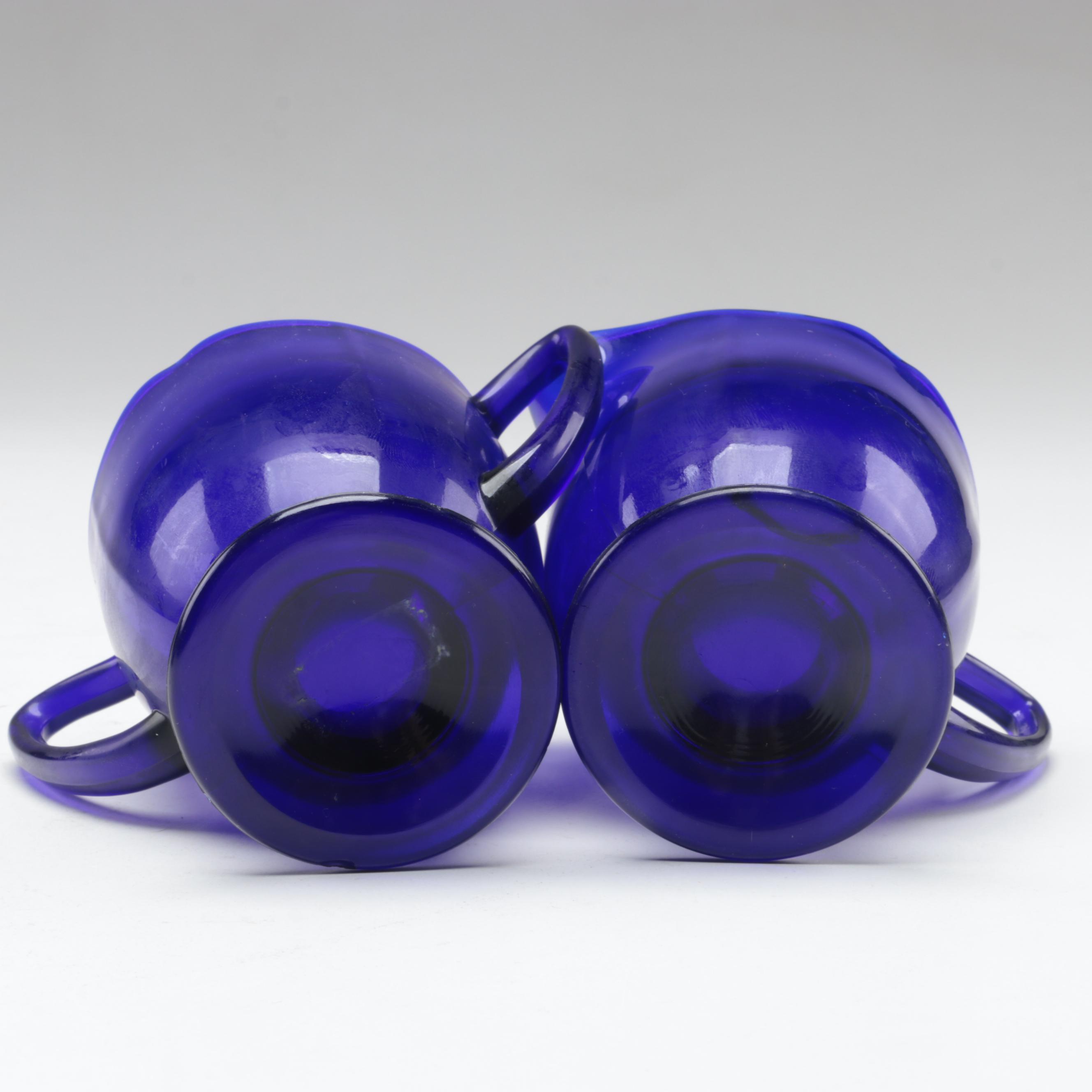 Hazel Atlas Cobalt Blue Glass Shakers with Other Cobalt Blue Glass Tableware