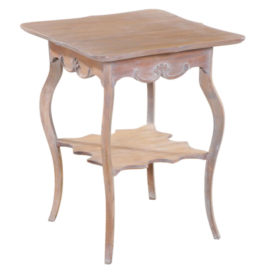 Victorian Style Tiered Side Table in Washed Finish