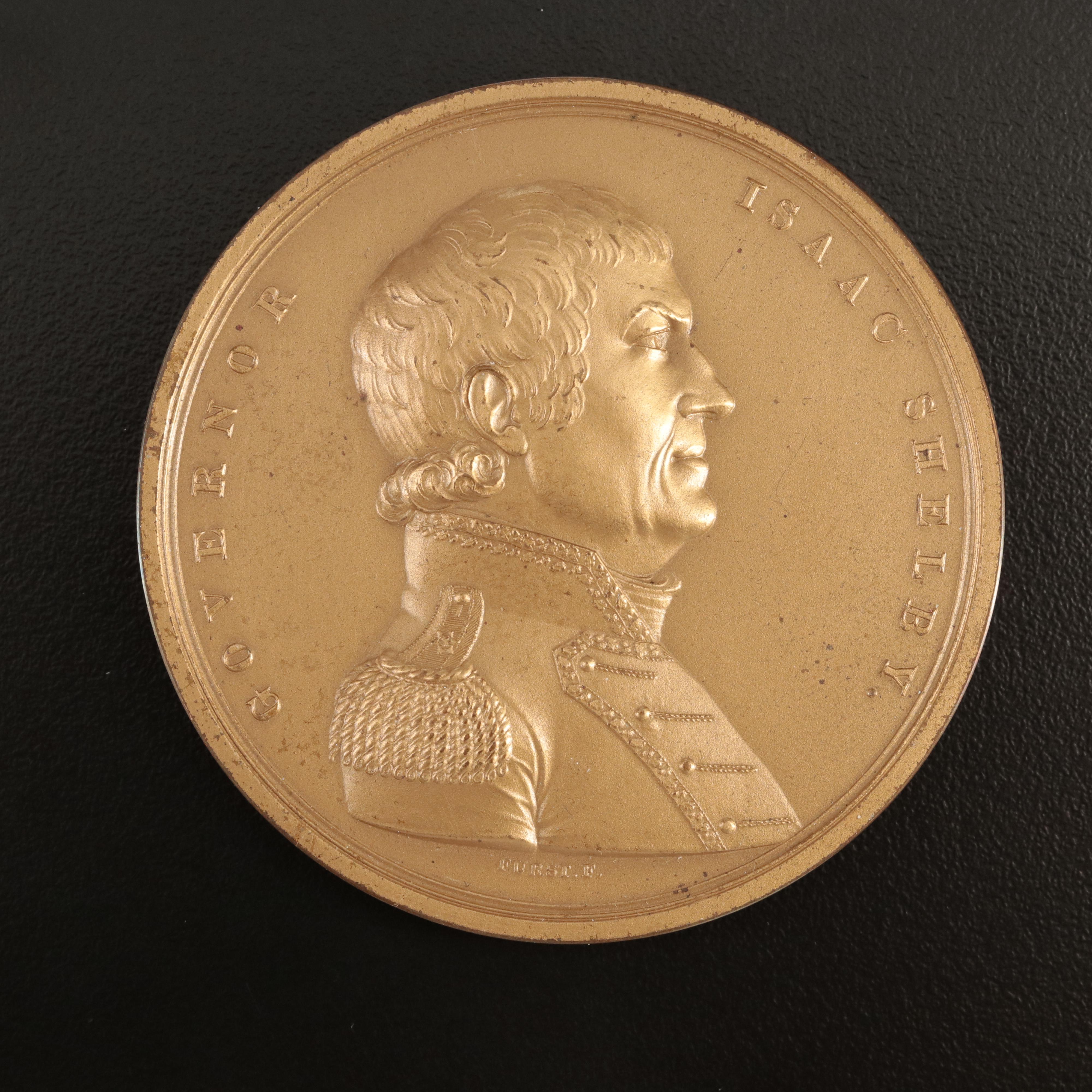 Large Bronze English Medal Representing 1813 Battle of the Thames