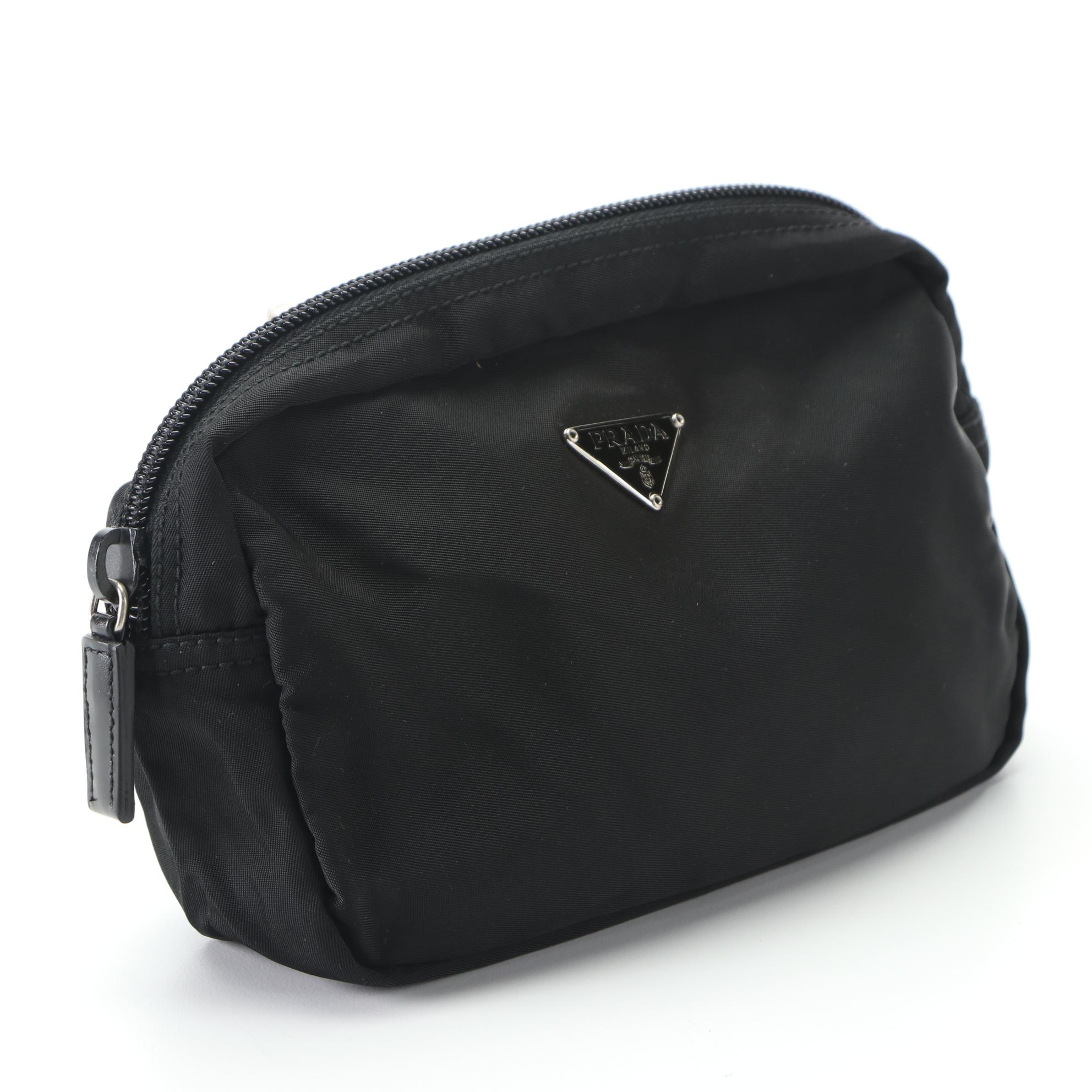Prada Small Zip Pouch in Black Nylon Gabardine