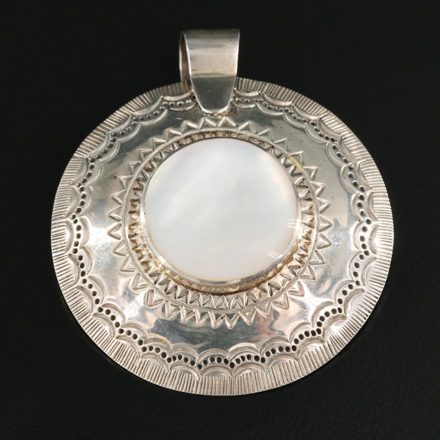 Sterling Mother-of-Pearl Circle Pendant