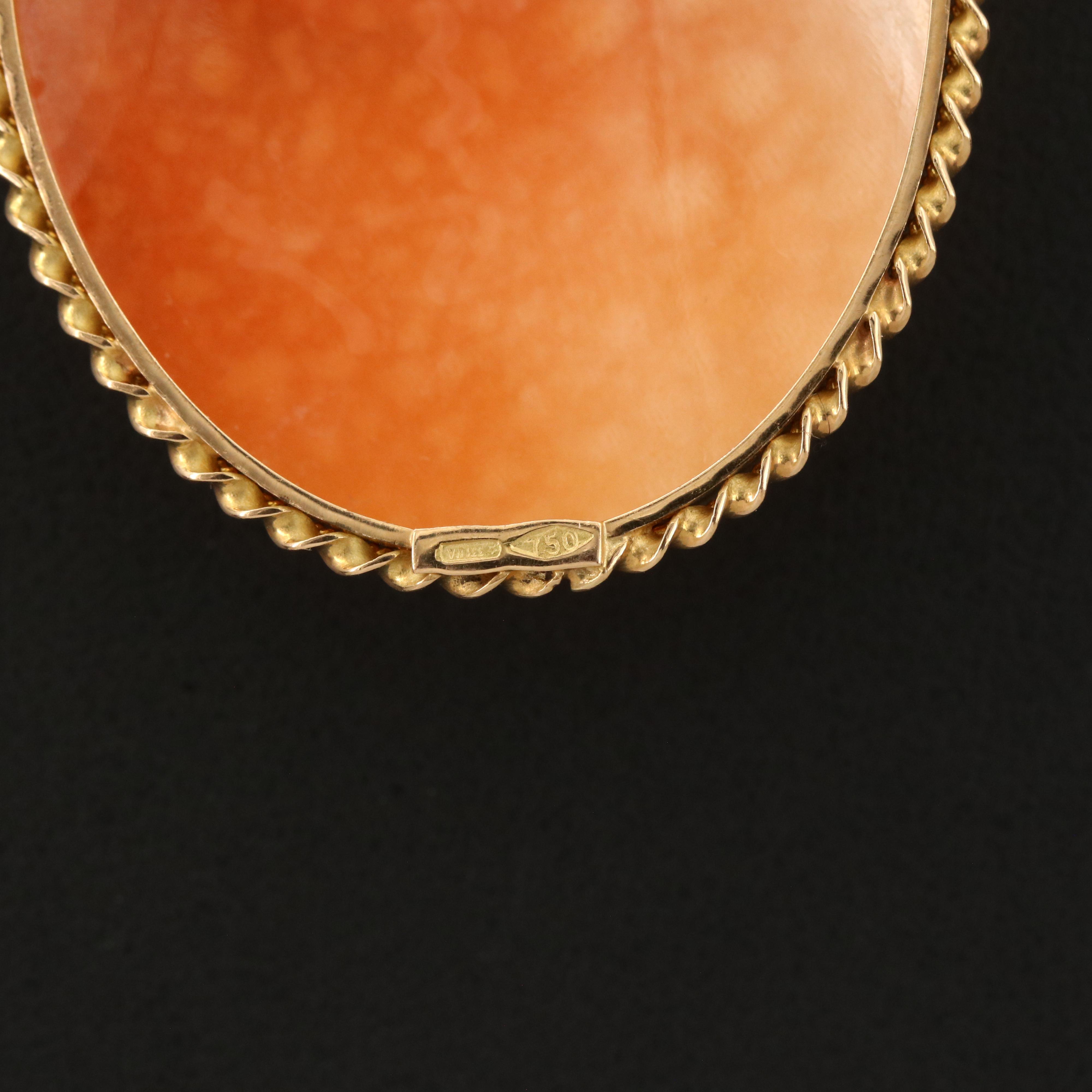 18K Shell Oval Cameo Converter Brooch