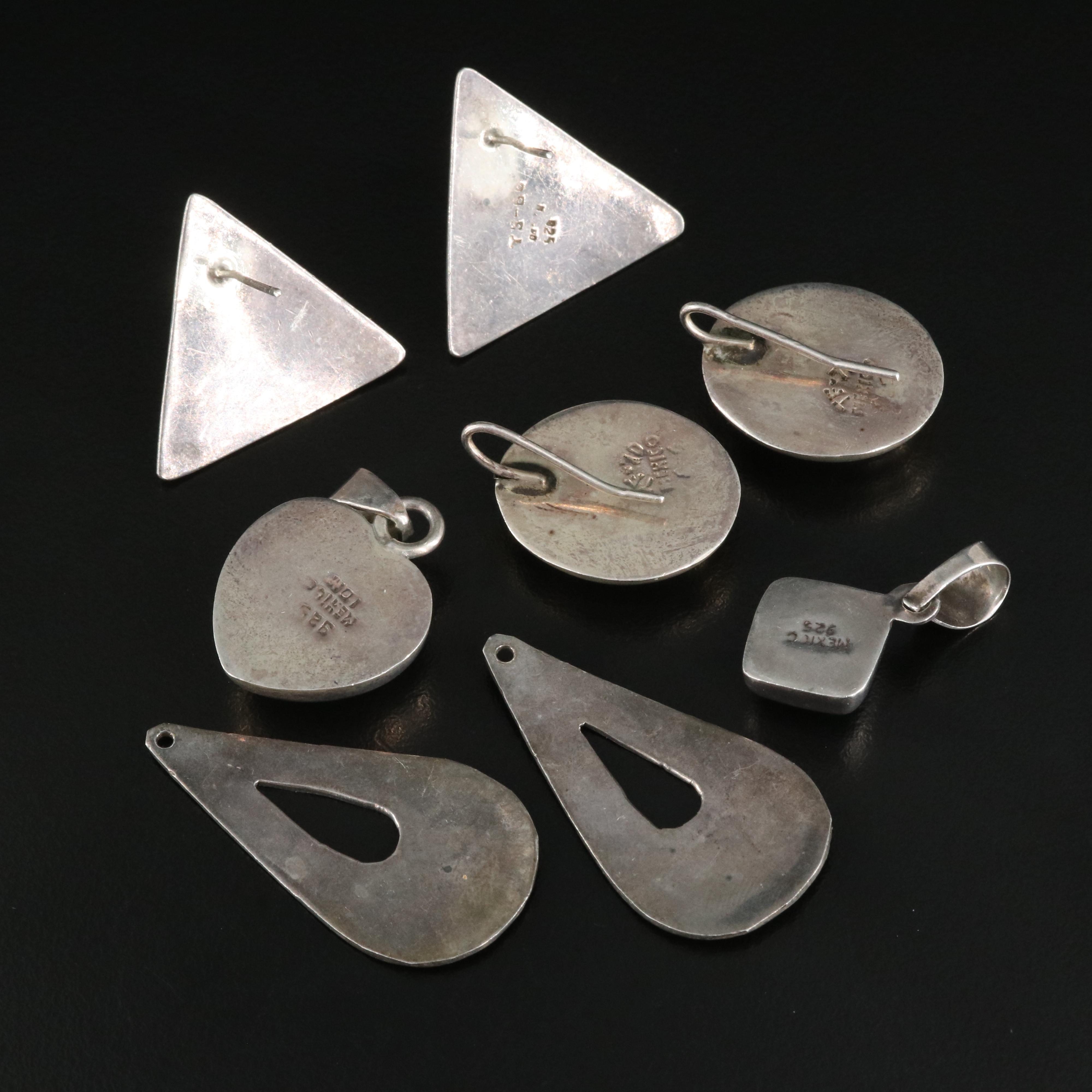 Mexican Sterling Earring, Earring Enhancers and Pendants Including Gemstones