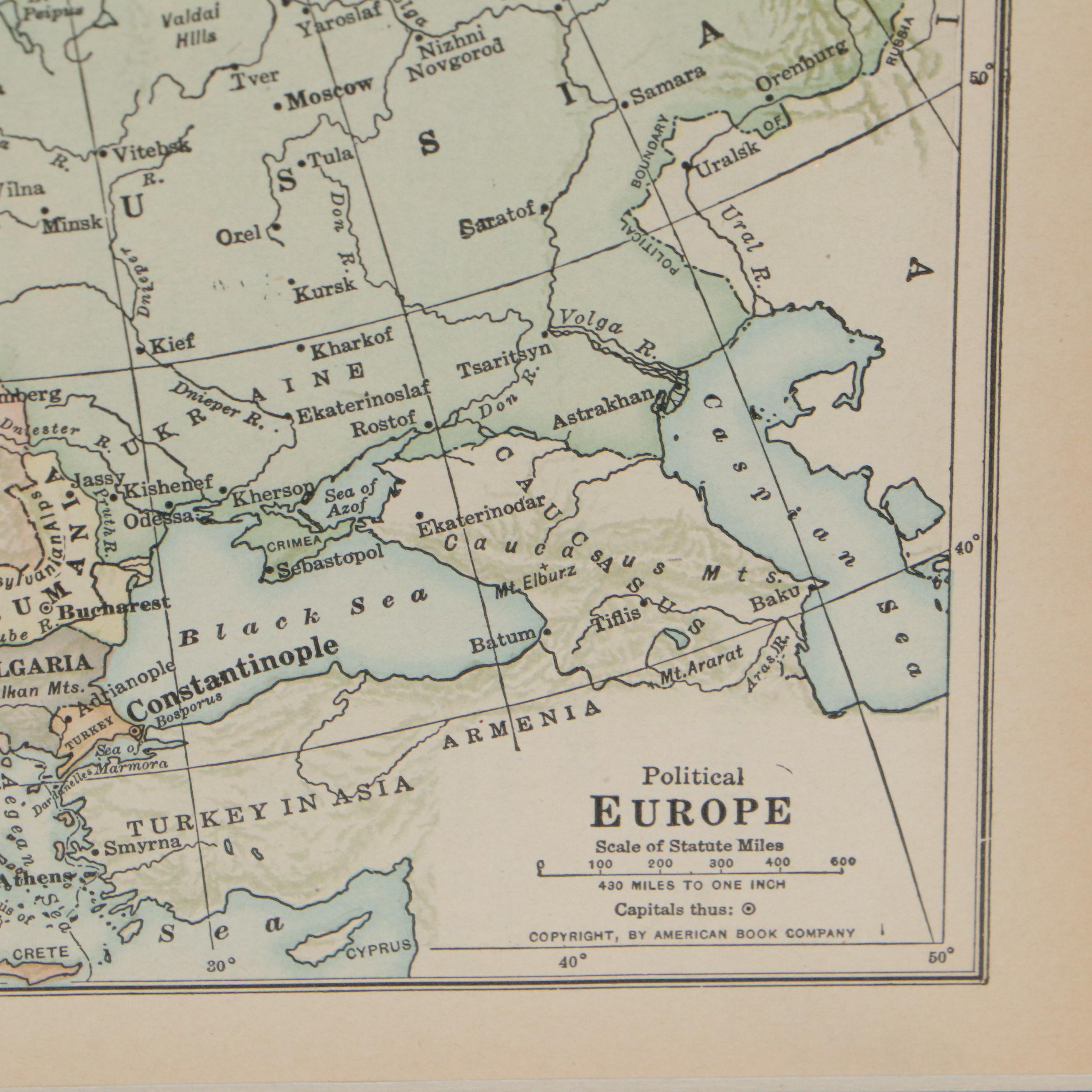 American Book Company Map of Europe, Early 20th Century