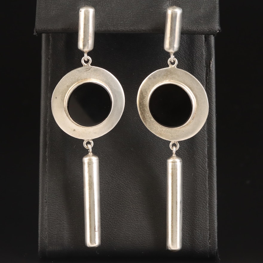 Mexican Sterling Black Onyx Earrings