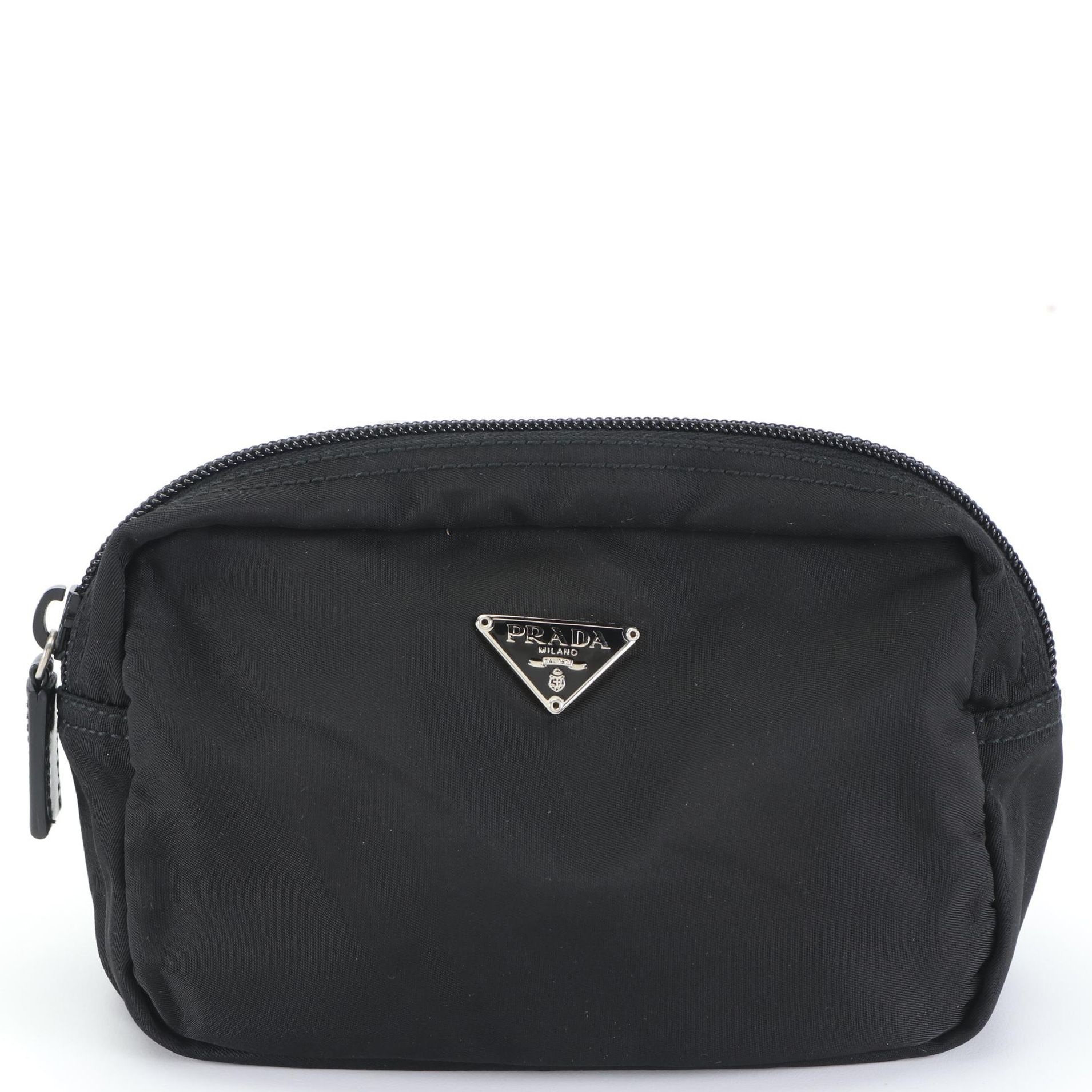 Prada Small Zip Pouch in Black Nylon Gabardine