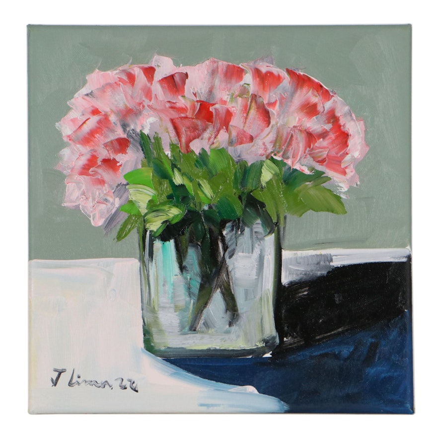 José M. Lima Floral Still Life Oil Painting, 2022