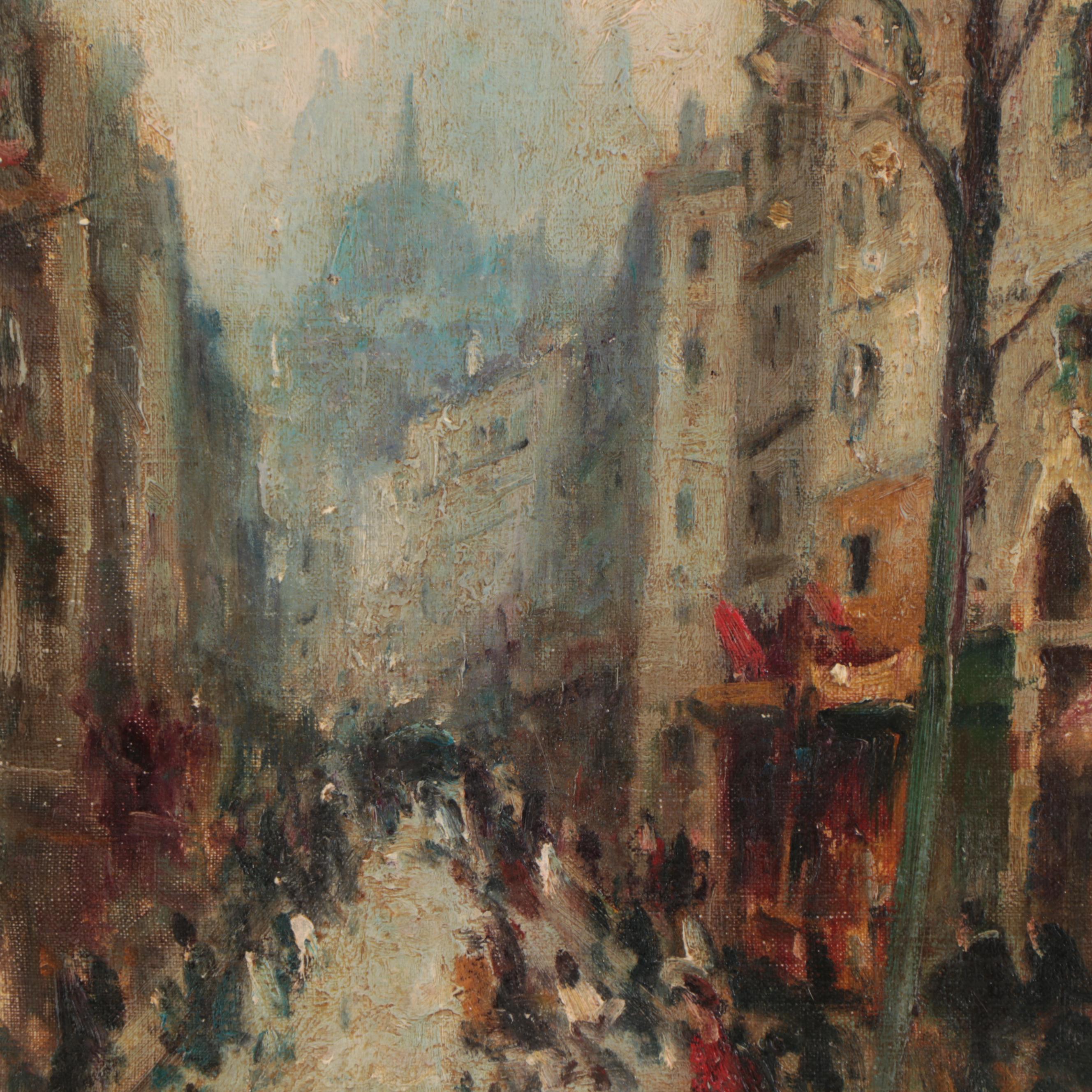 Merio Ameglio Oil Painting of Parisian City Scene