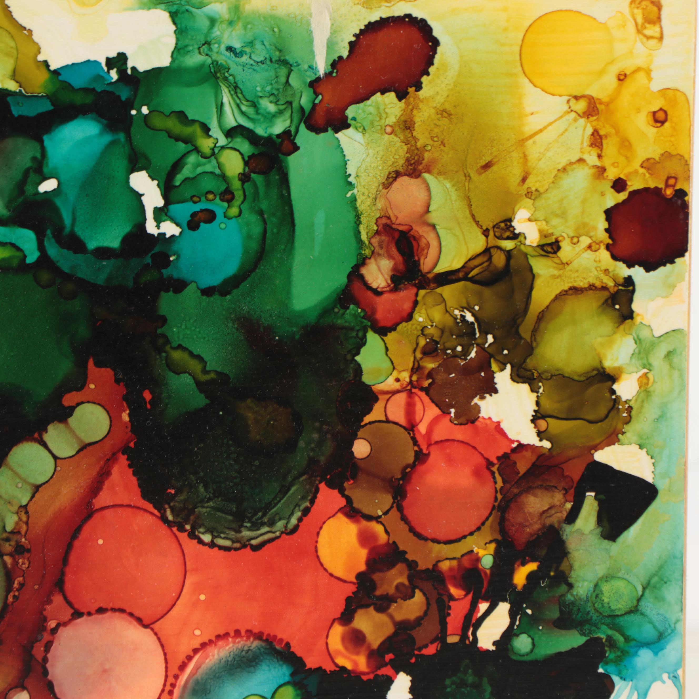 Helen Dannelly Abstract Alcohol Ink Painting "Dive," 2017