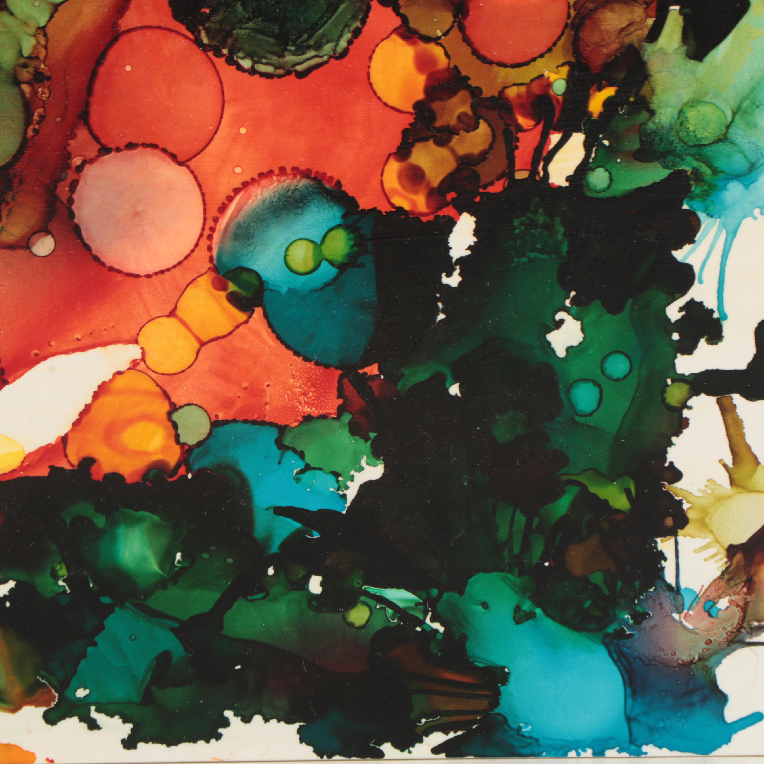 Helen Dannelly Abstract Alcohol Ink Painting "Dive," 2017