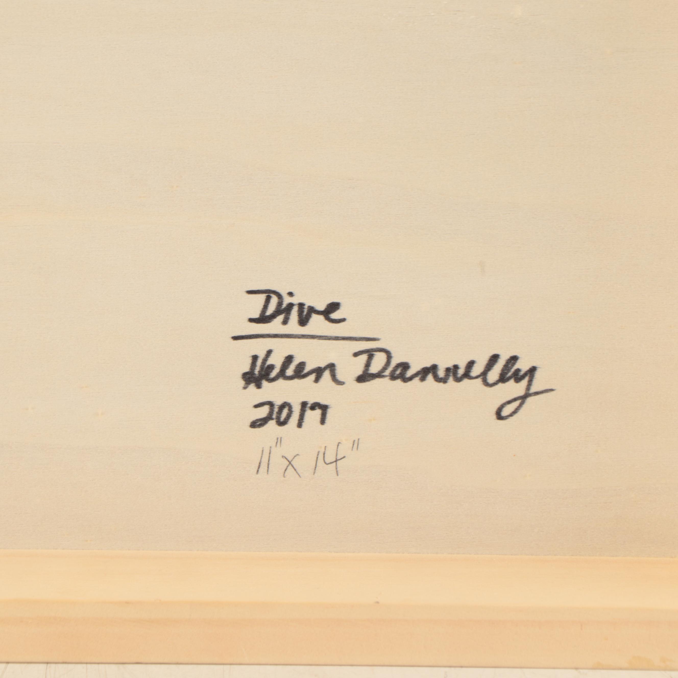 Helen Dannelly Abstract Alcohol Ink Painting "Dive," 2017