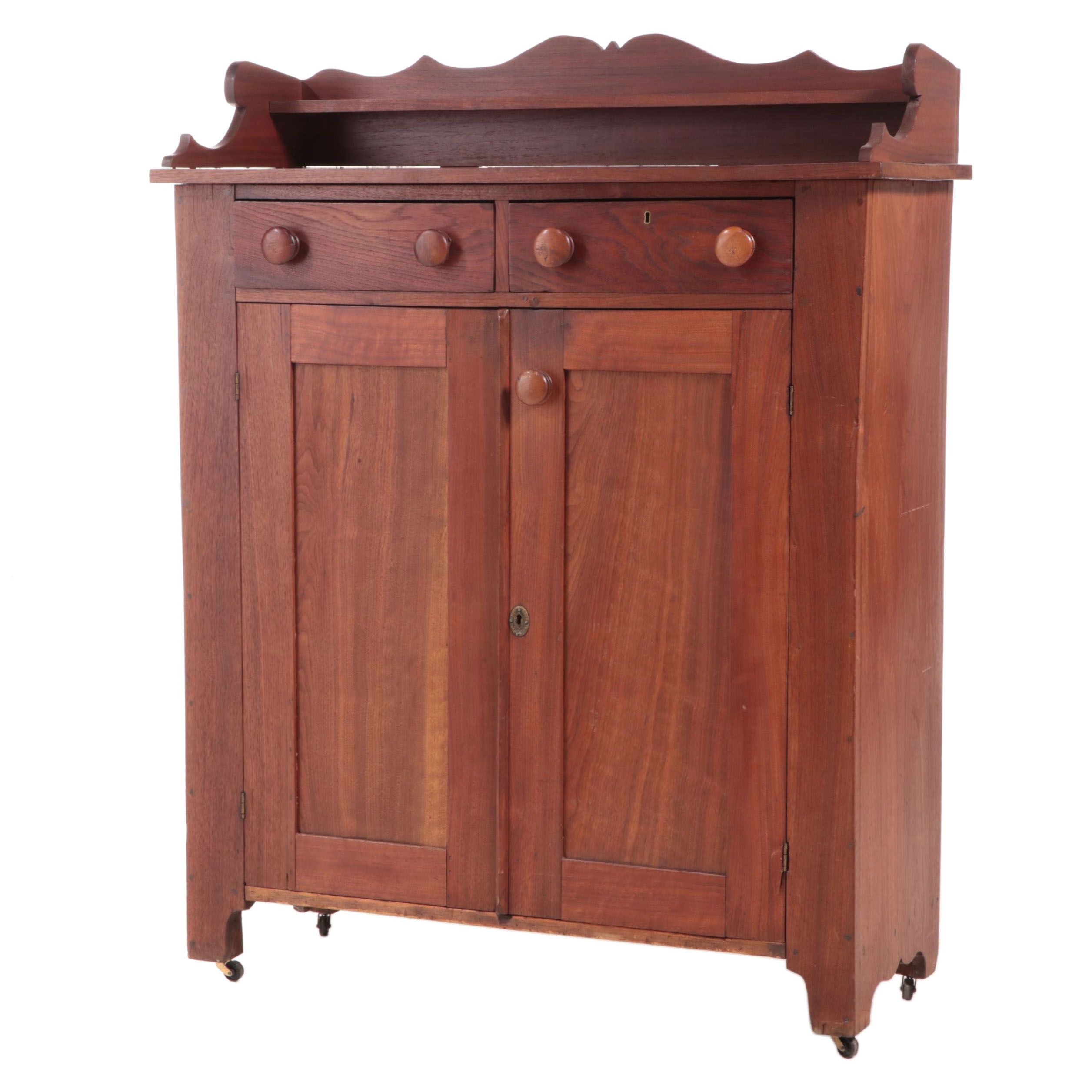 American Primitive Walnut Jelly Cupboard, Mid to Late 19th Century