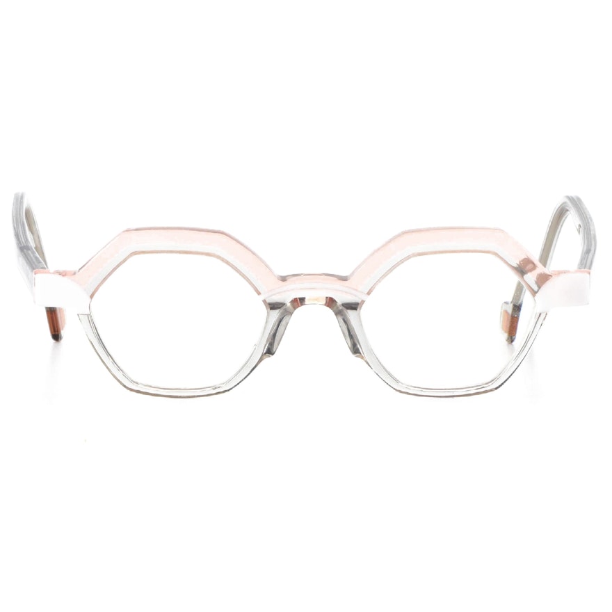 Anne & Valentin Interlude Geometric Eyeglasses in Bicolor Translucent Acetate