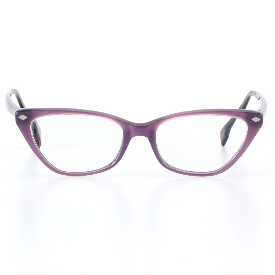 State Optical Co. Bellevue Cat Eye Glasses in Orchid/Black Acetate with Case
