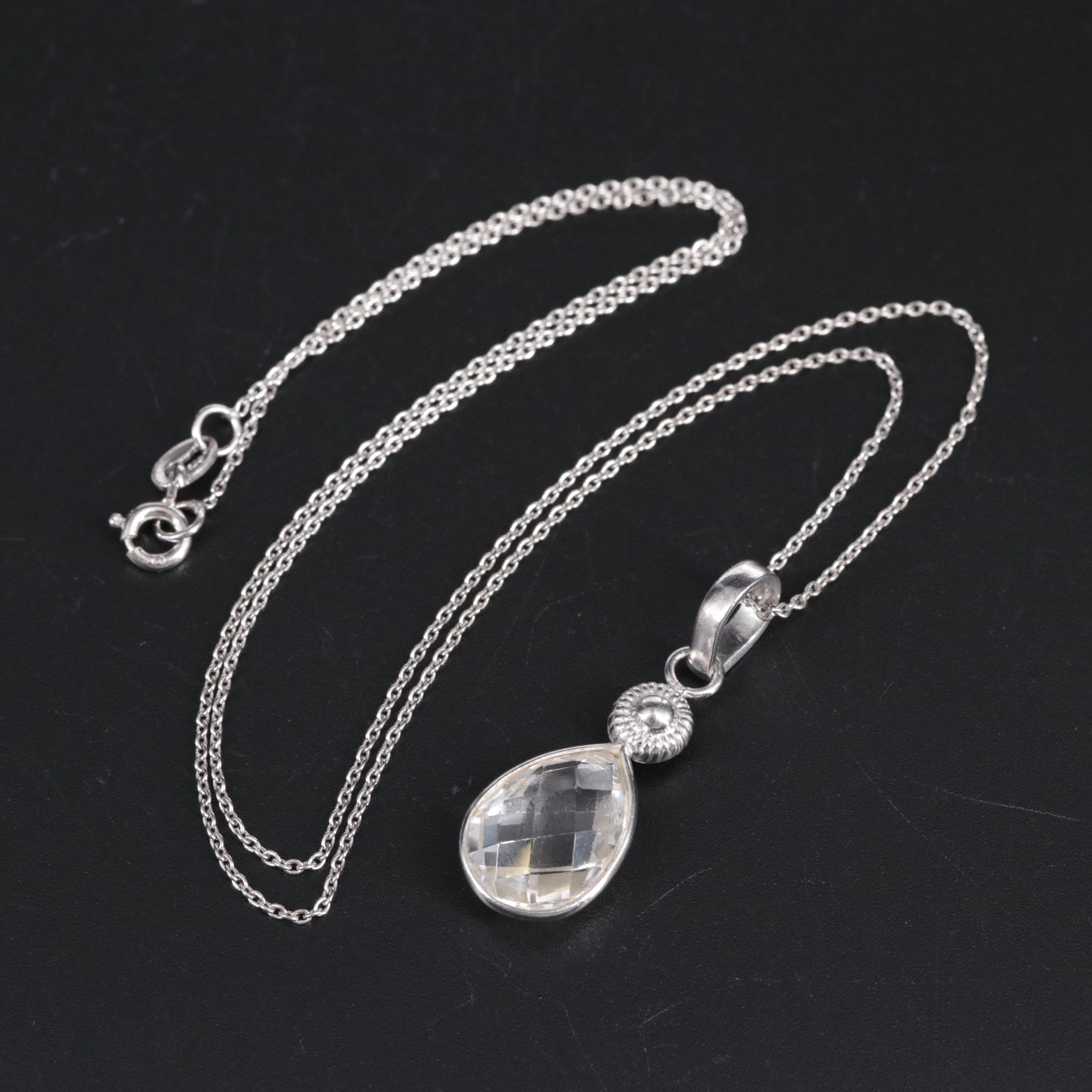 Sterling Silver Topaz Pendant Necklace
