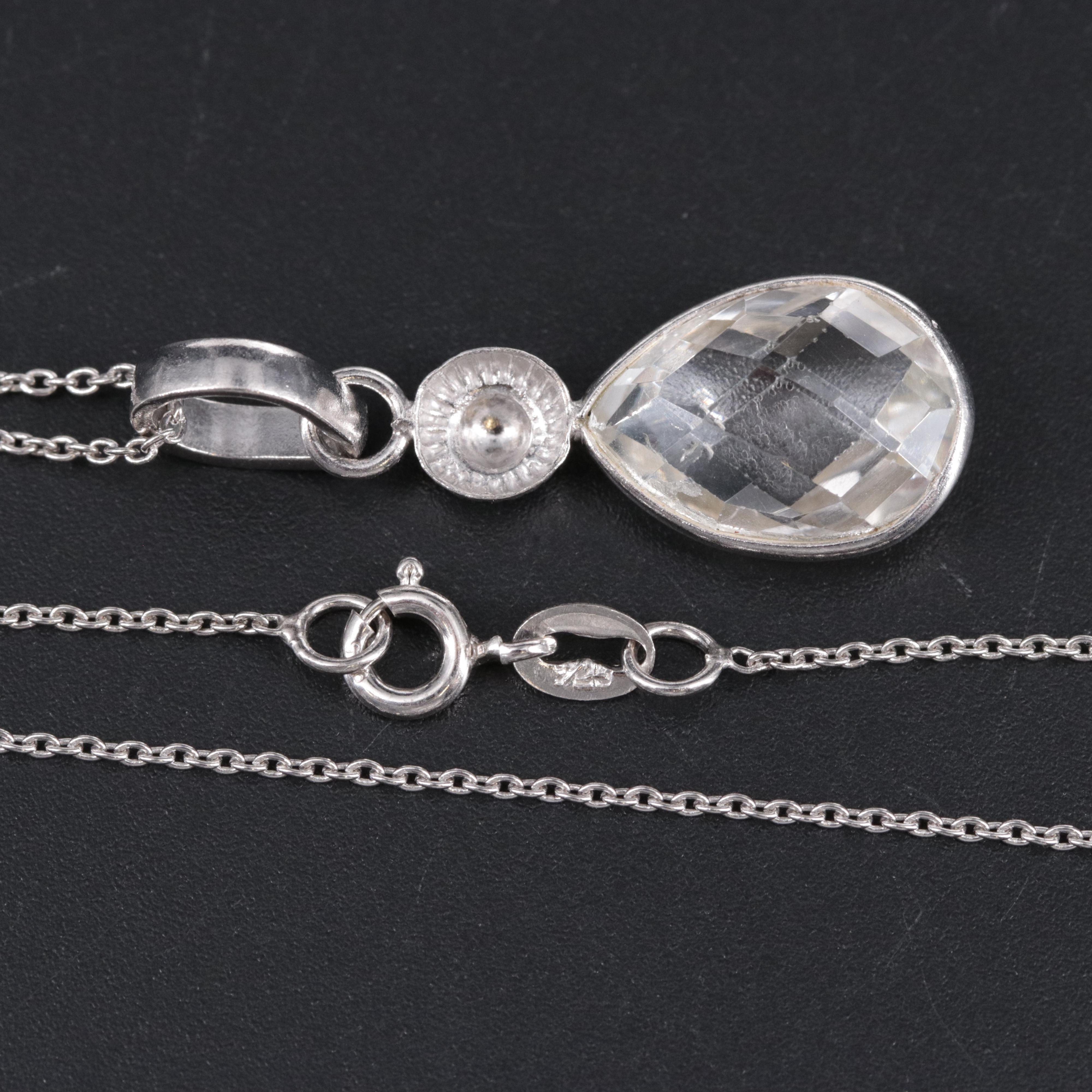Sterling Silver Topaz Pendant Necklace
