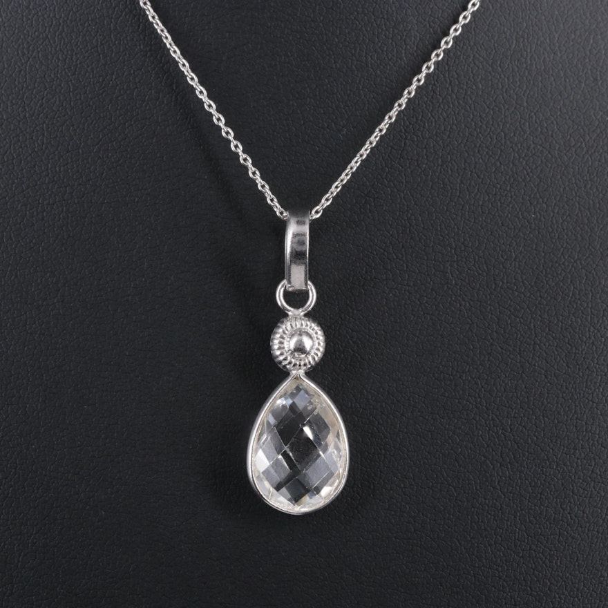 Sterling Silver Topaz Pendant Necklace