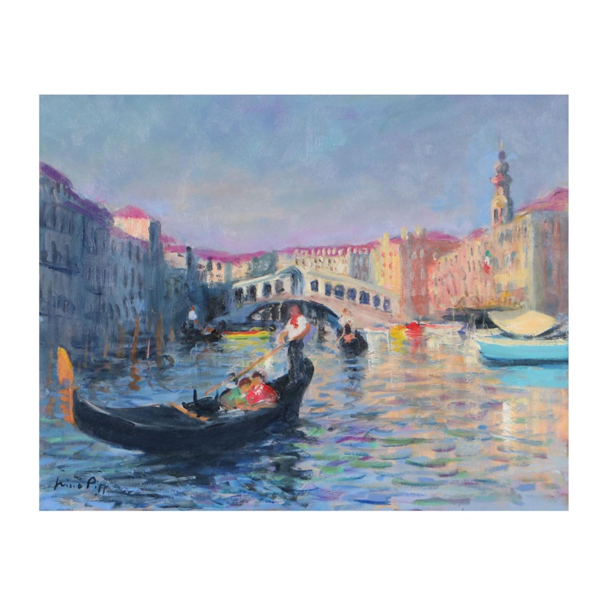 Nino Pippa Oil Painting "Venice - Rialto Bridge," 2016
