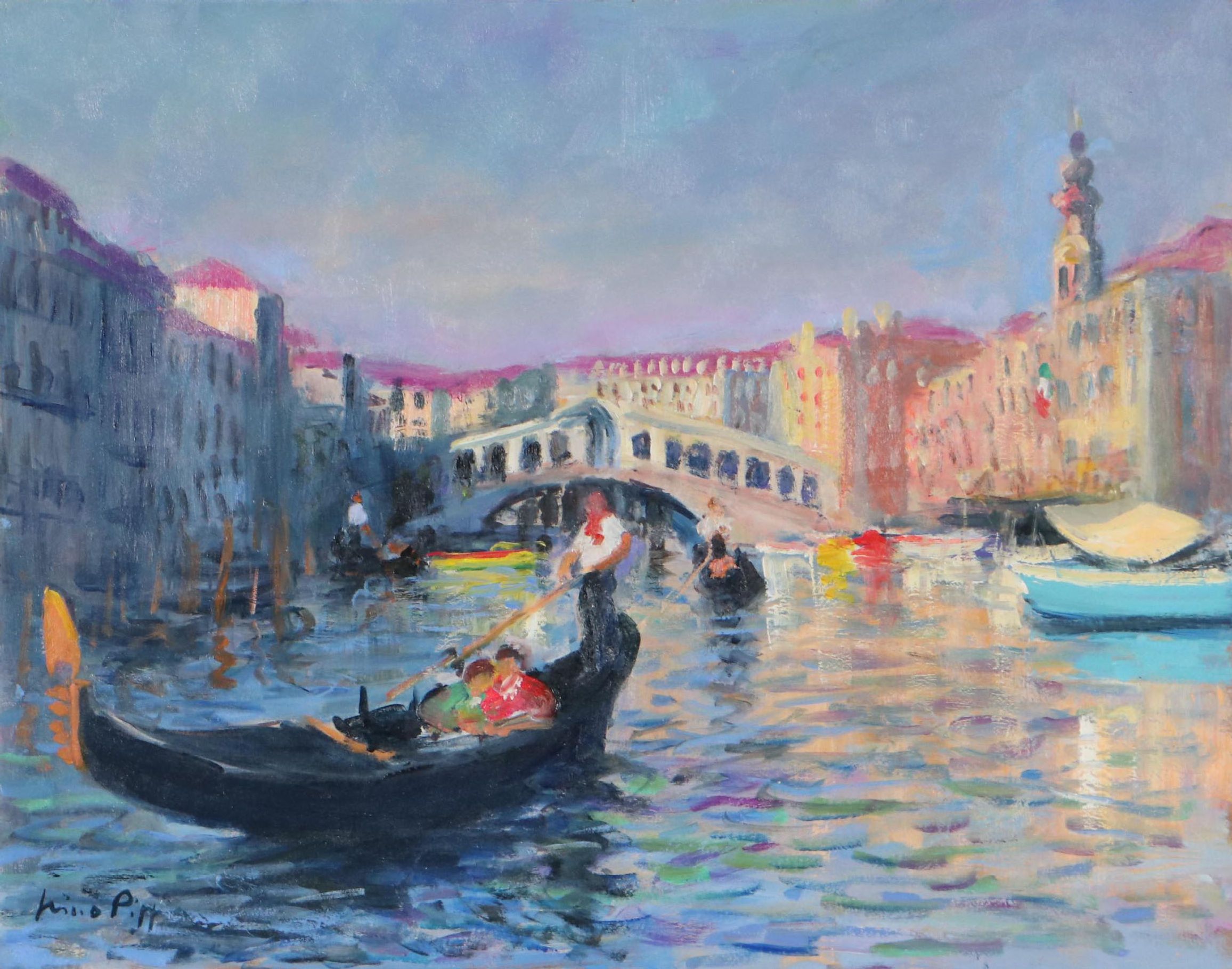 Nino Pippa Oil Painting "Venice - Rialto Bridge," 2016