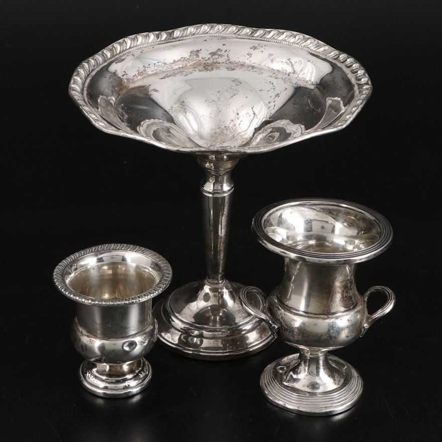 Frank M. Whiting and Fisher Weighted Sterling Urns with Other Compote