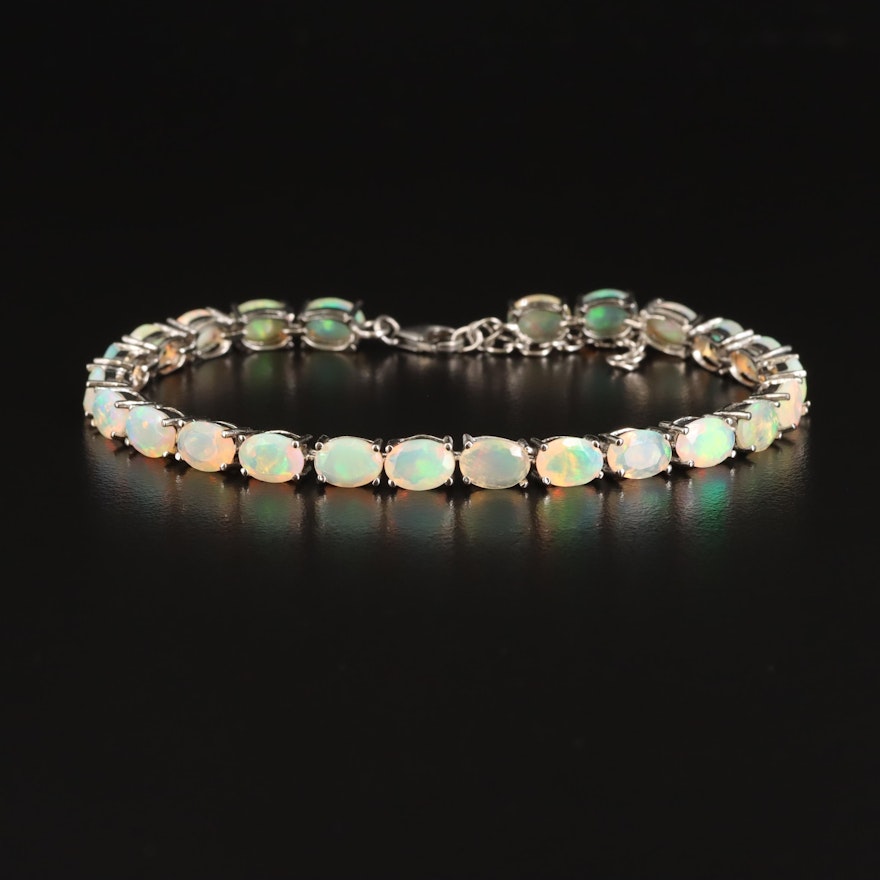 Sterling Opal Line Bracelet