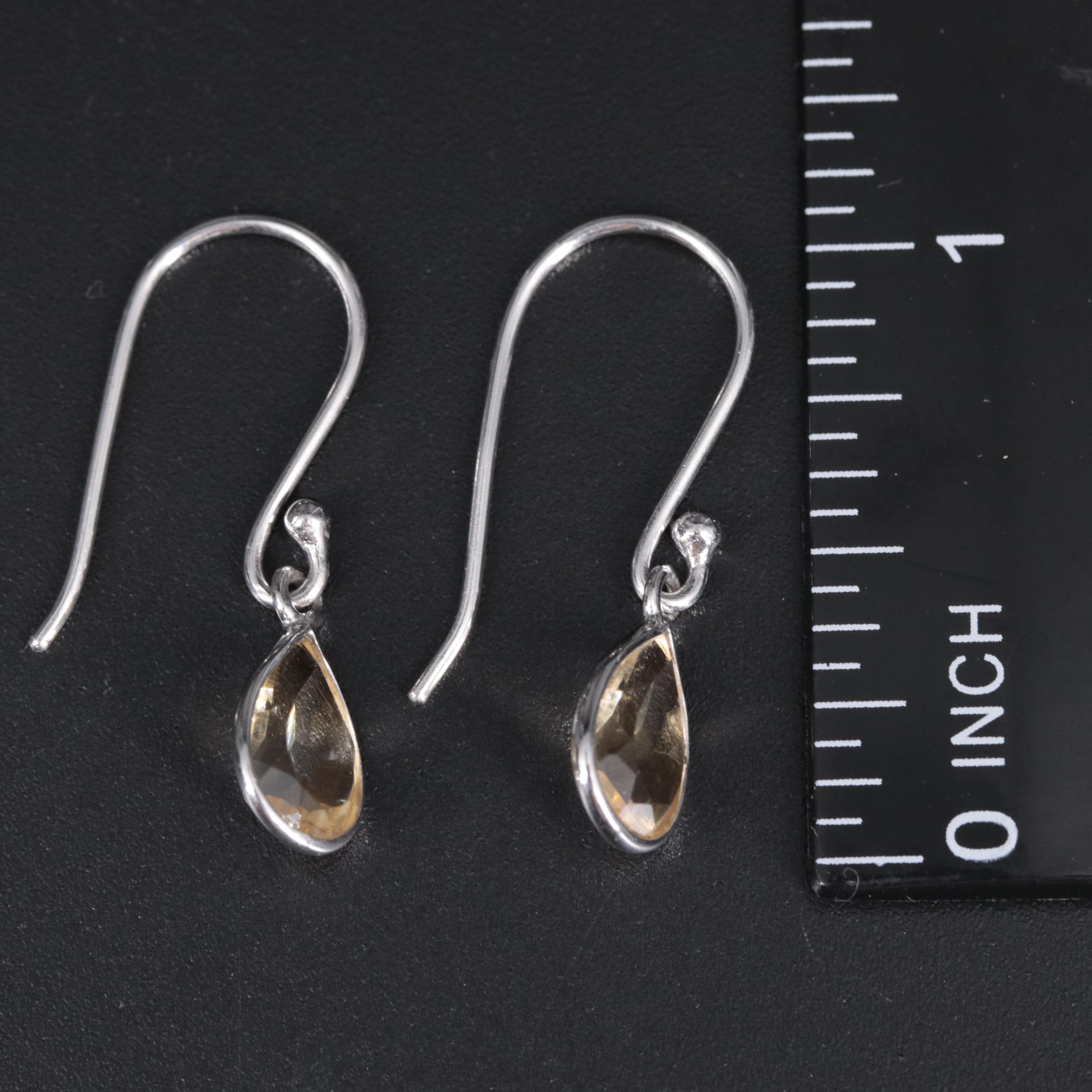Sterling Silver Citrine Drop Earrings