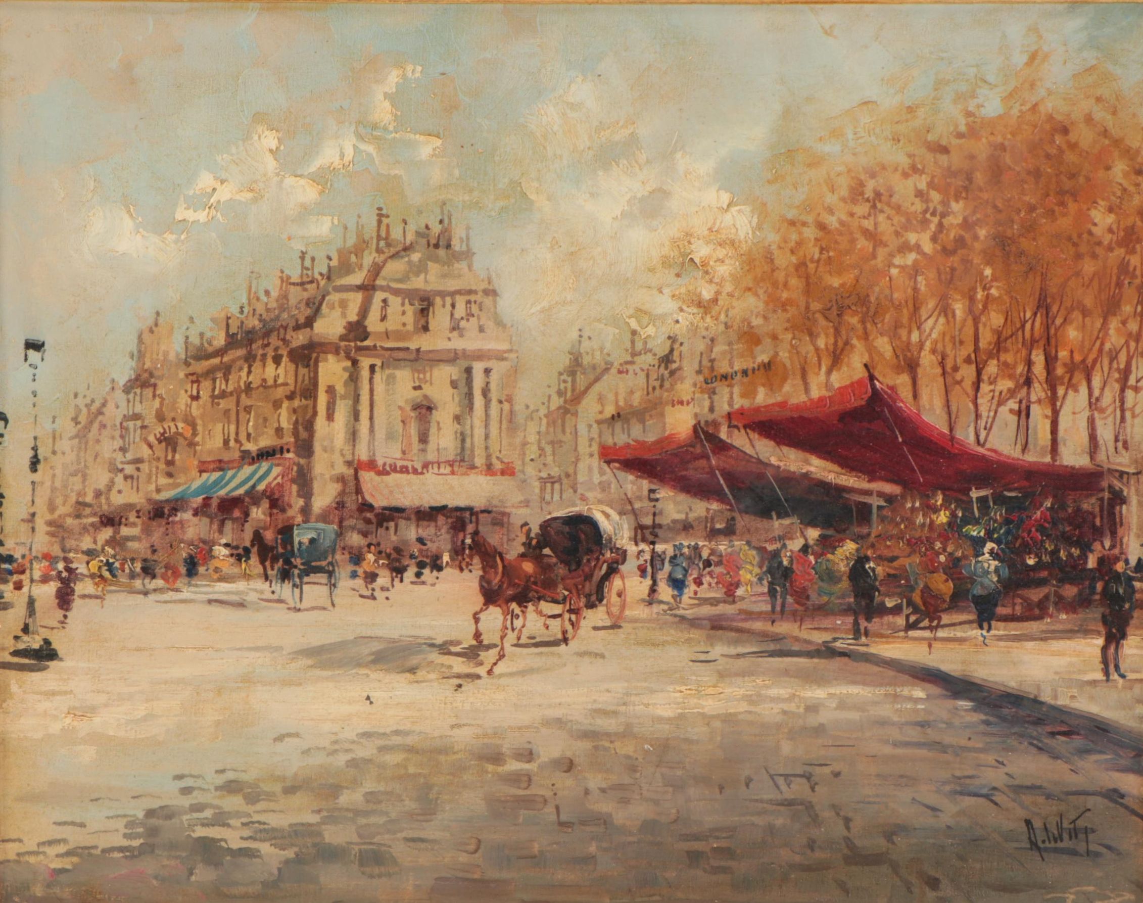 Antonio DeVity Oil Painting of Parisian City Scene