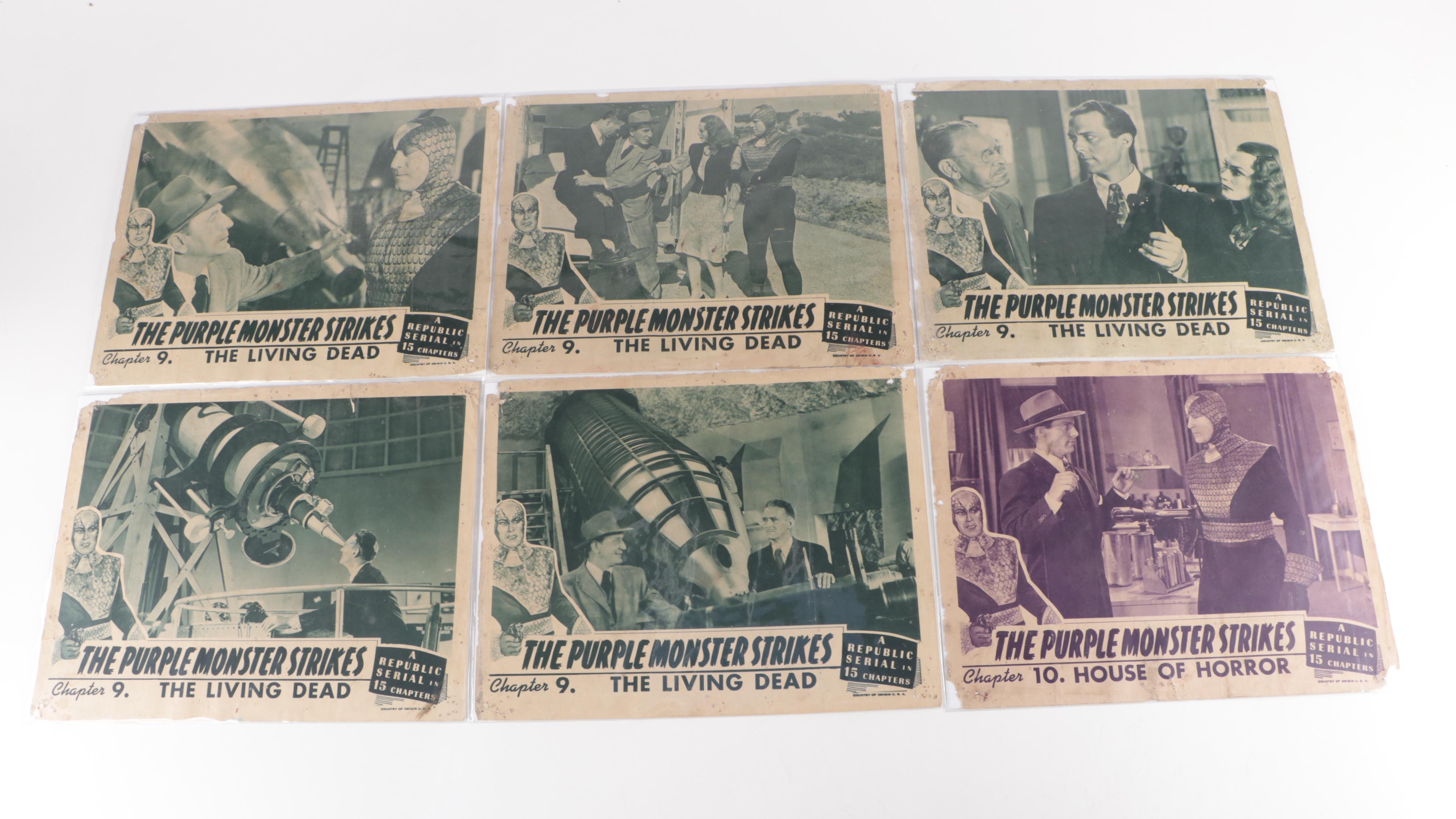 Movie Lobby Cards With "The Purple Monster Strikes", More, 1940s