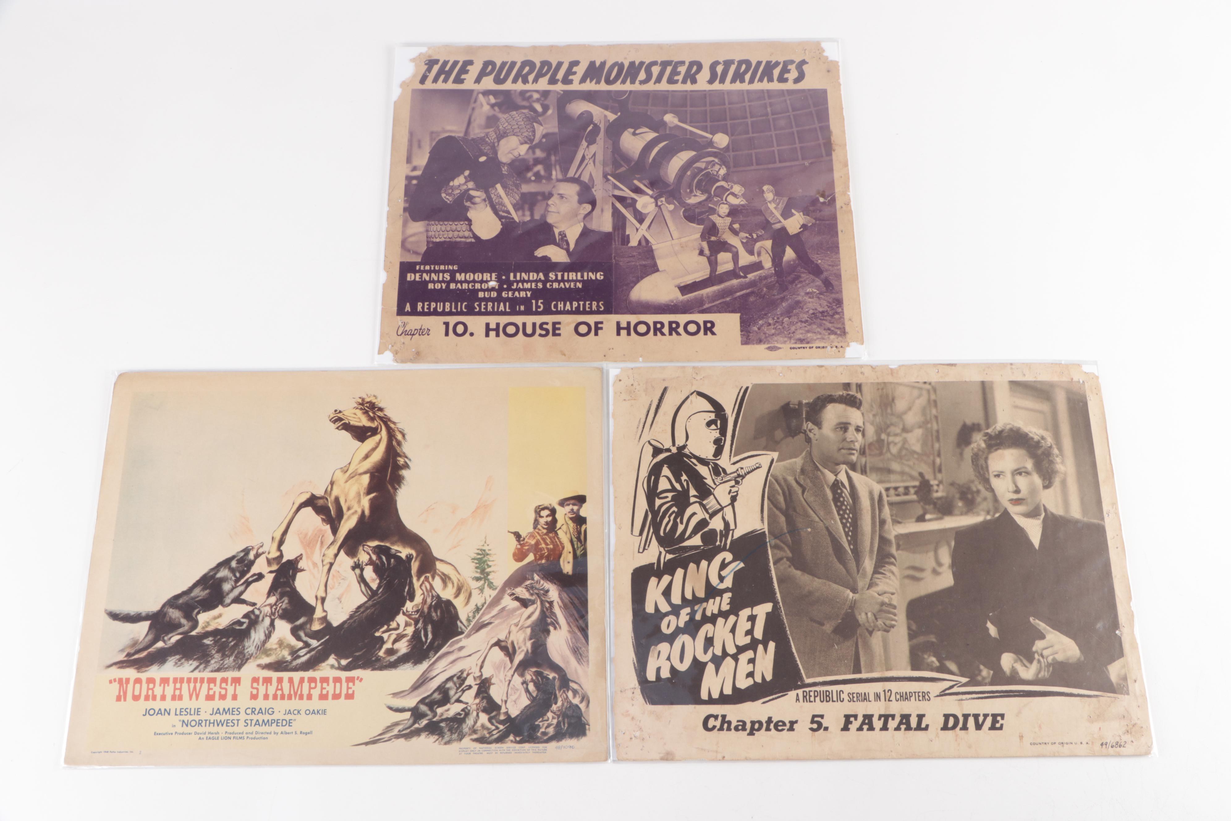 Movie Lobby Cards With "The Purple Monster Strikes", More, 1940s