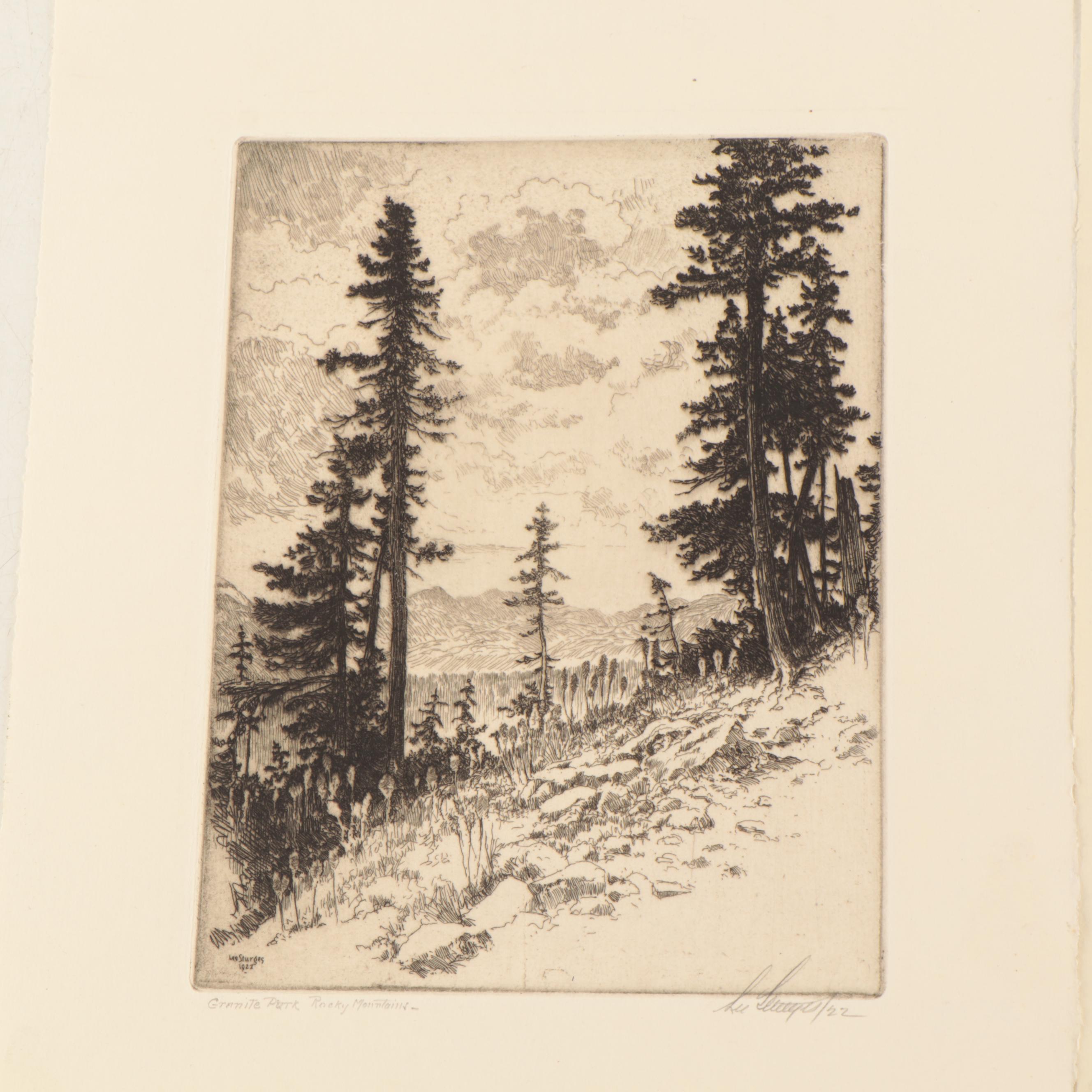Lee Sturges Etchings Including "Granite Park," Circa 1920