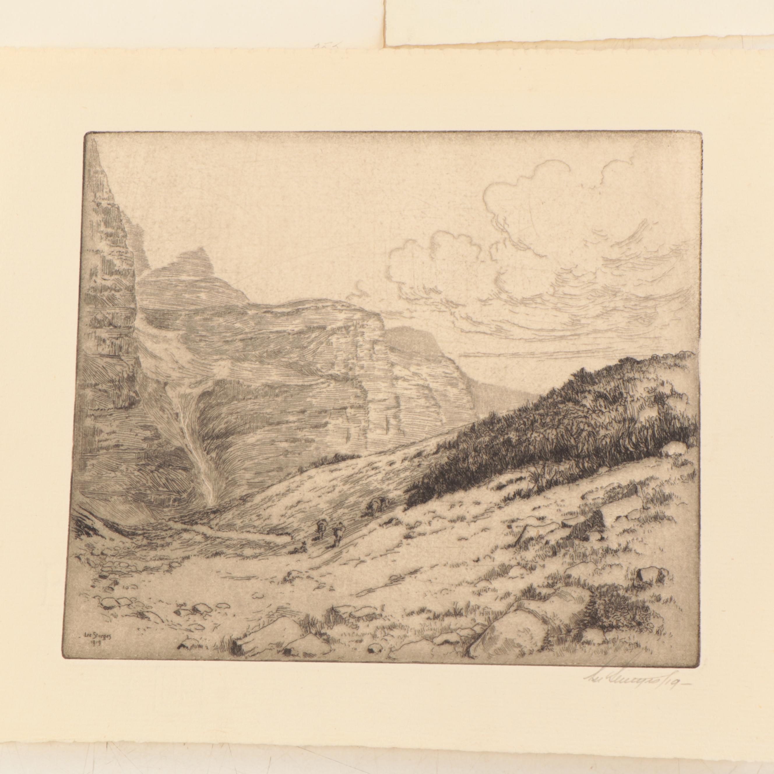 Lee Sturges Etchings Including "Granite Park," Circa 1920