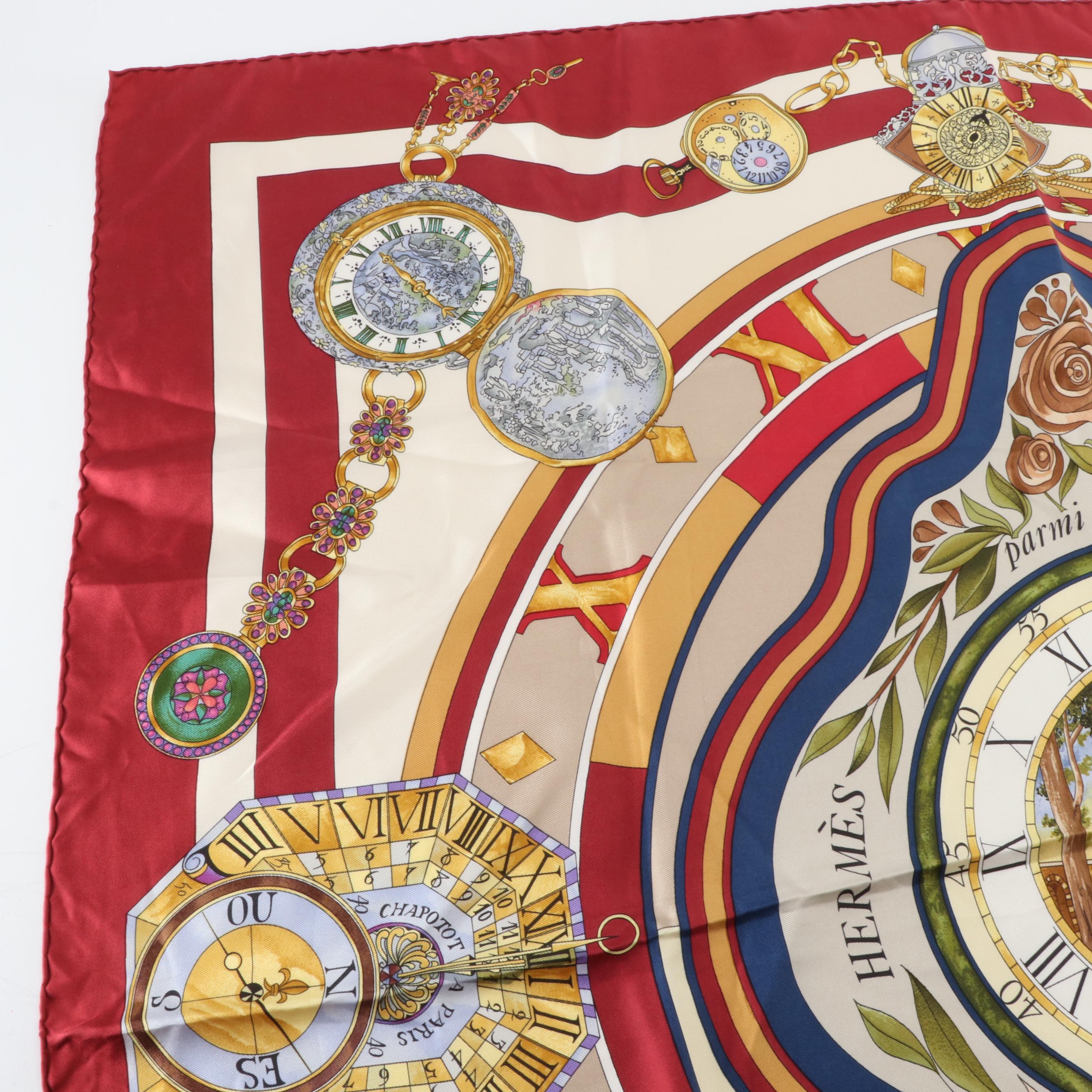 Hermès "La Ronde des Heures" Silk Twill Scarf