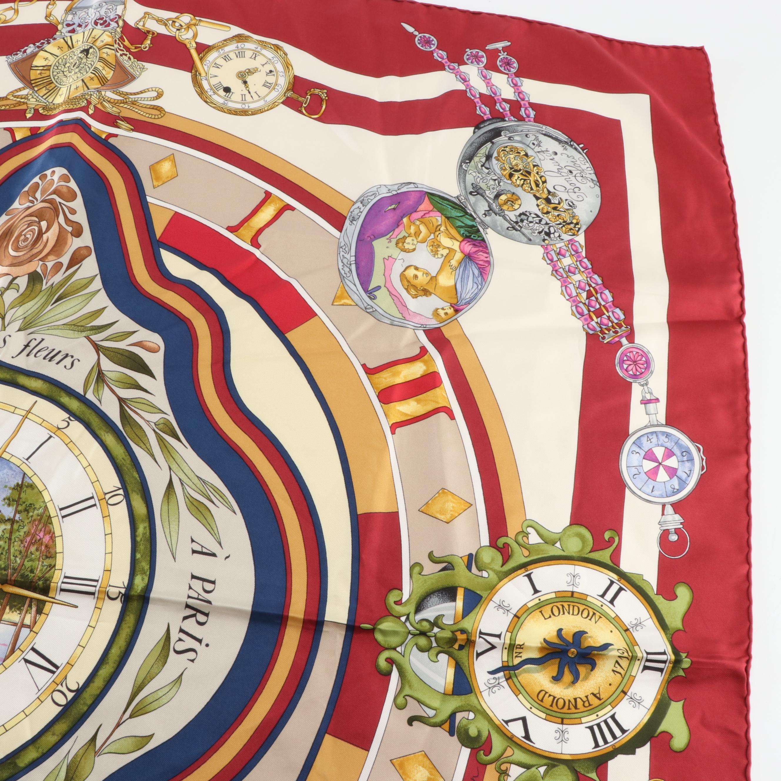 Hermès "La Ronde des Heures" Silk Twill Scarf