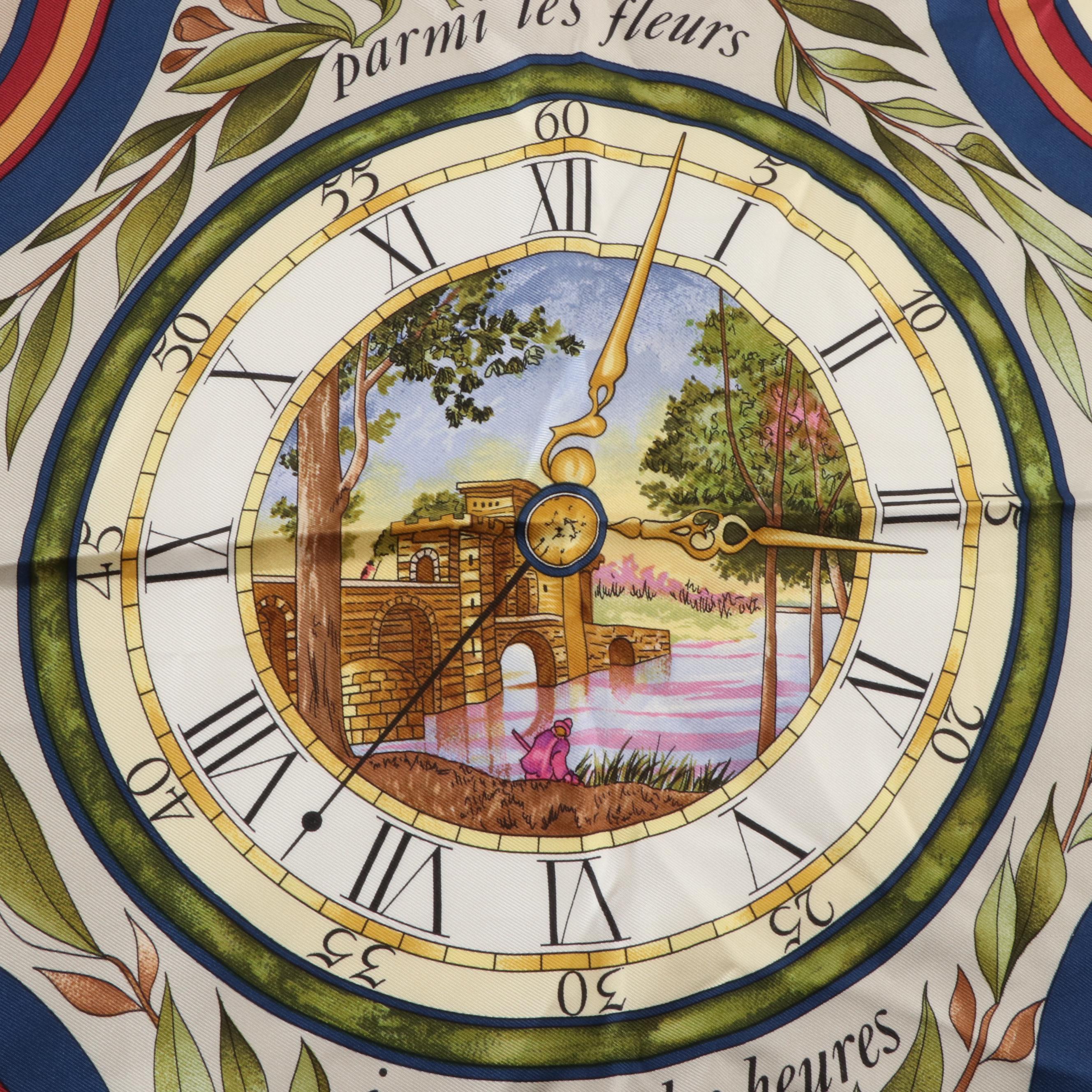 Hermès "La Ronde des Heures" Silk Twill Scarf