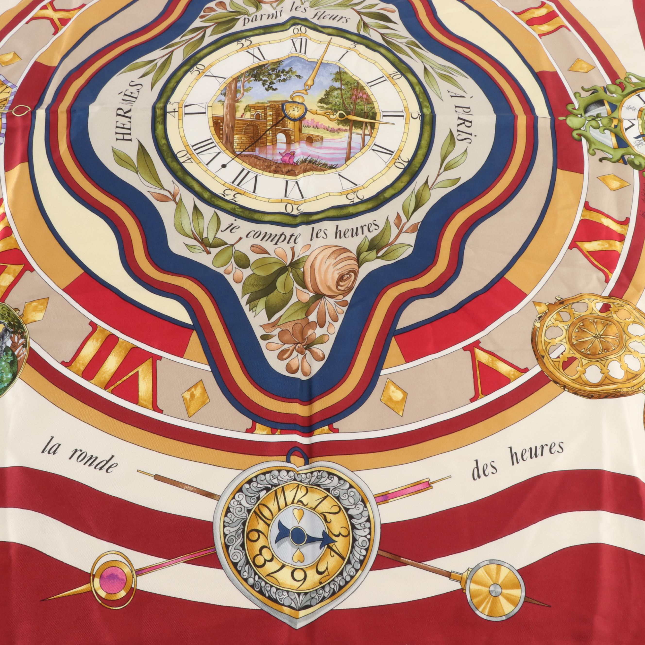 Hermès "La Ronde des Heures" Silk Twill Scarf