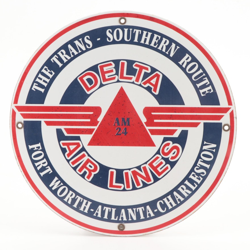 Reproduction Delta Airlines Trans-Southern Route Metal Sign