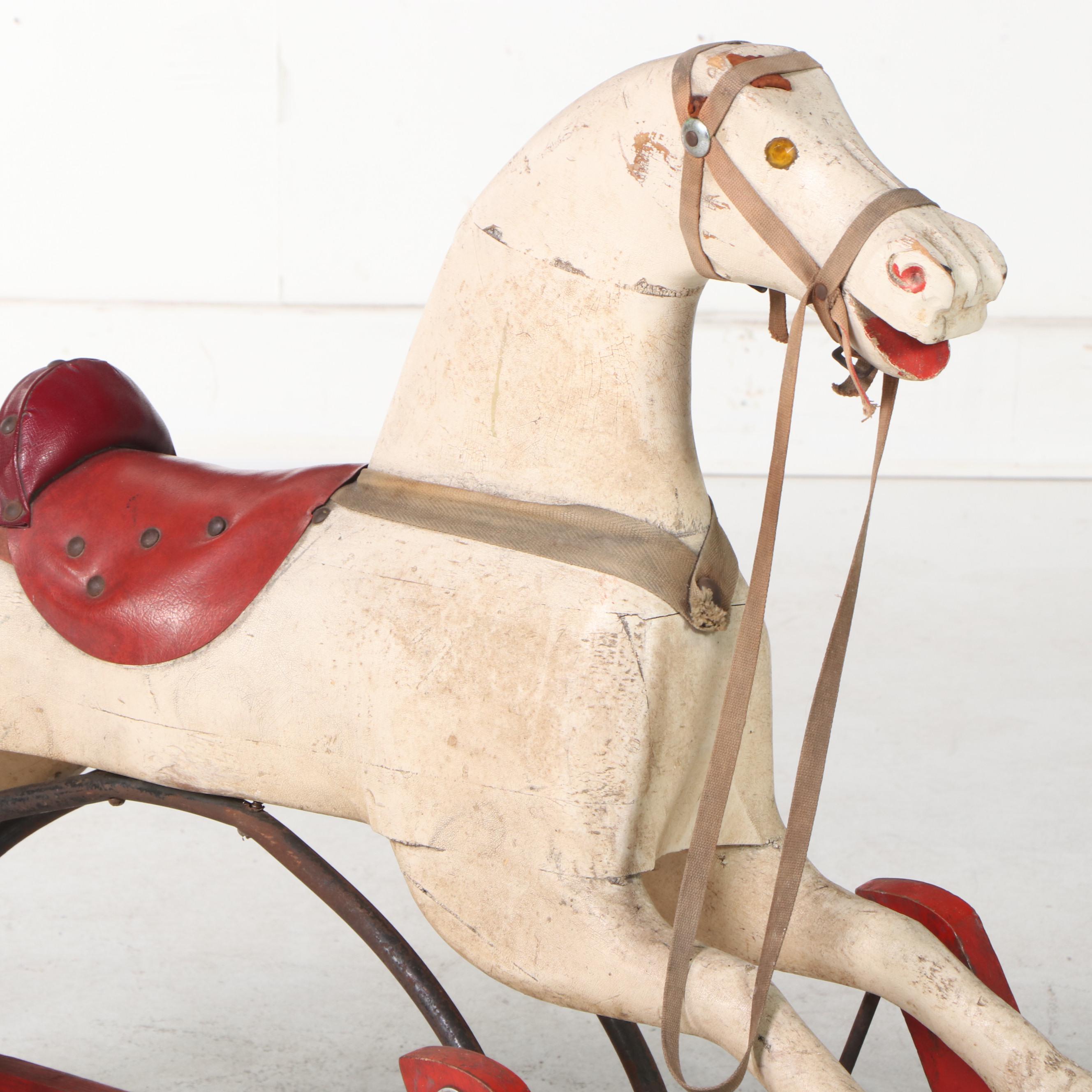 Victorian Wooden Rocking Horse Gilder, Late 19th/ Early 20th Century