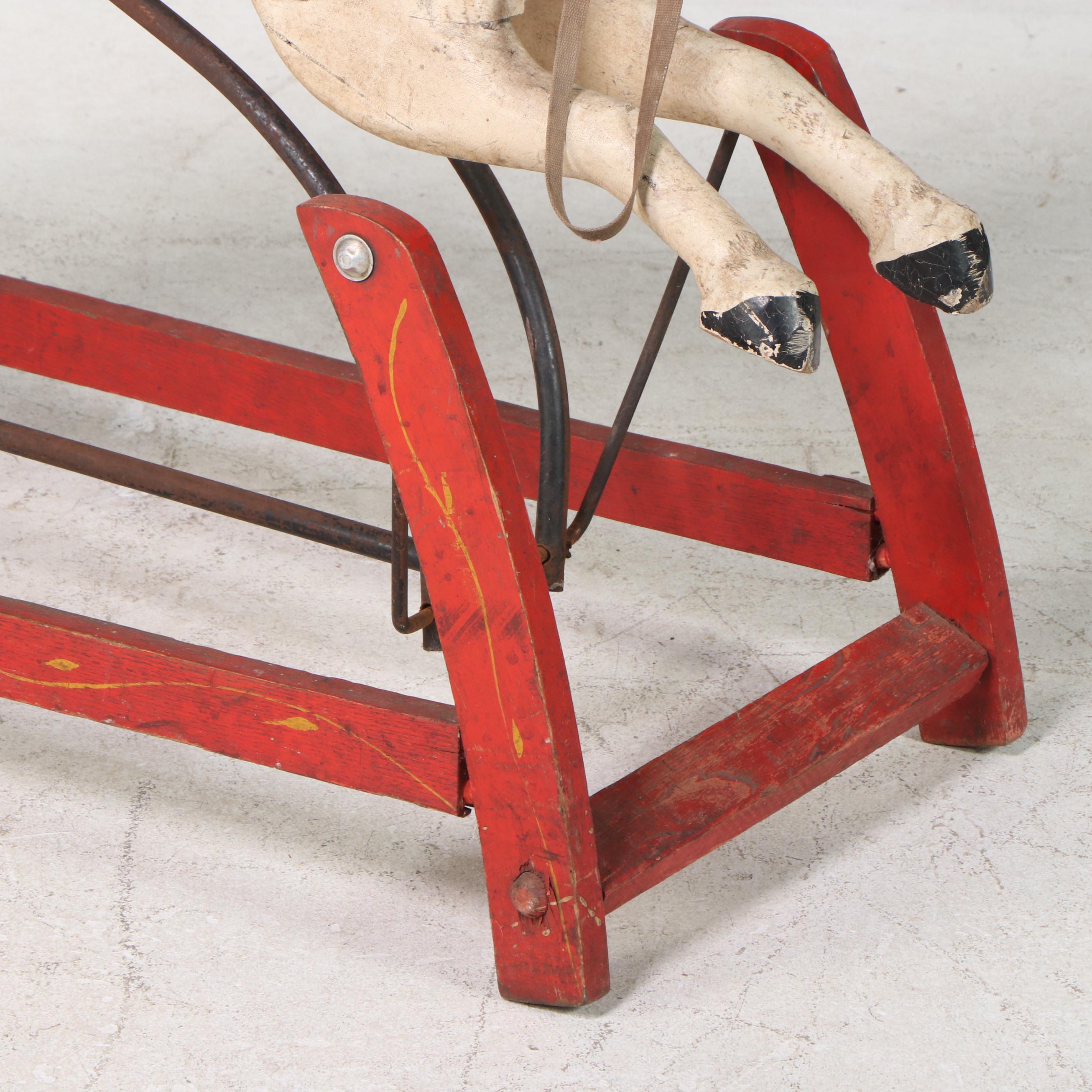 Victorian Wooden Rocking Horse Gilder, Late 19th/ Early 20th Century