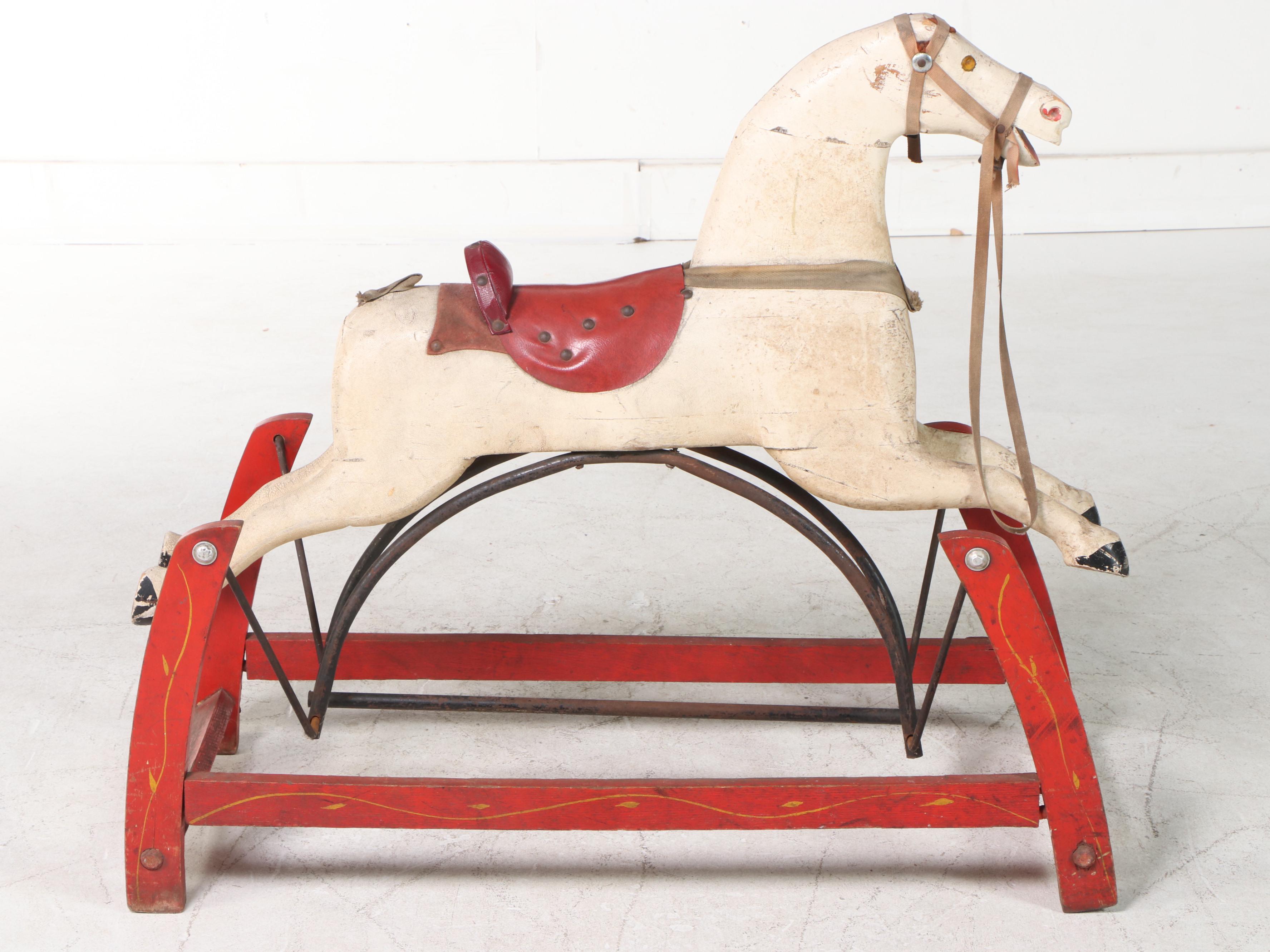 Victorian Wooden Rocking Horse Gilder, Late 19th/ Early 20th Century