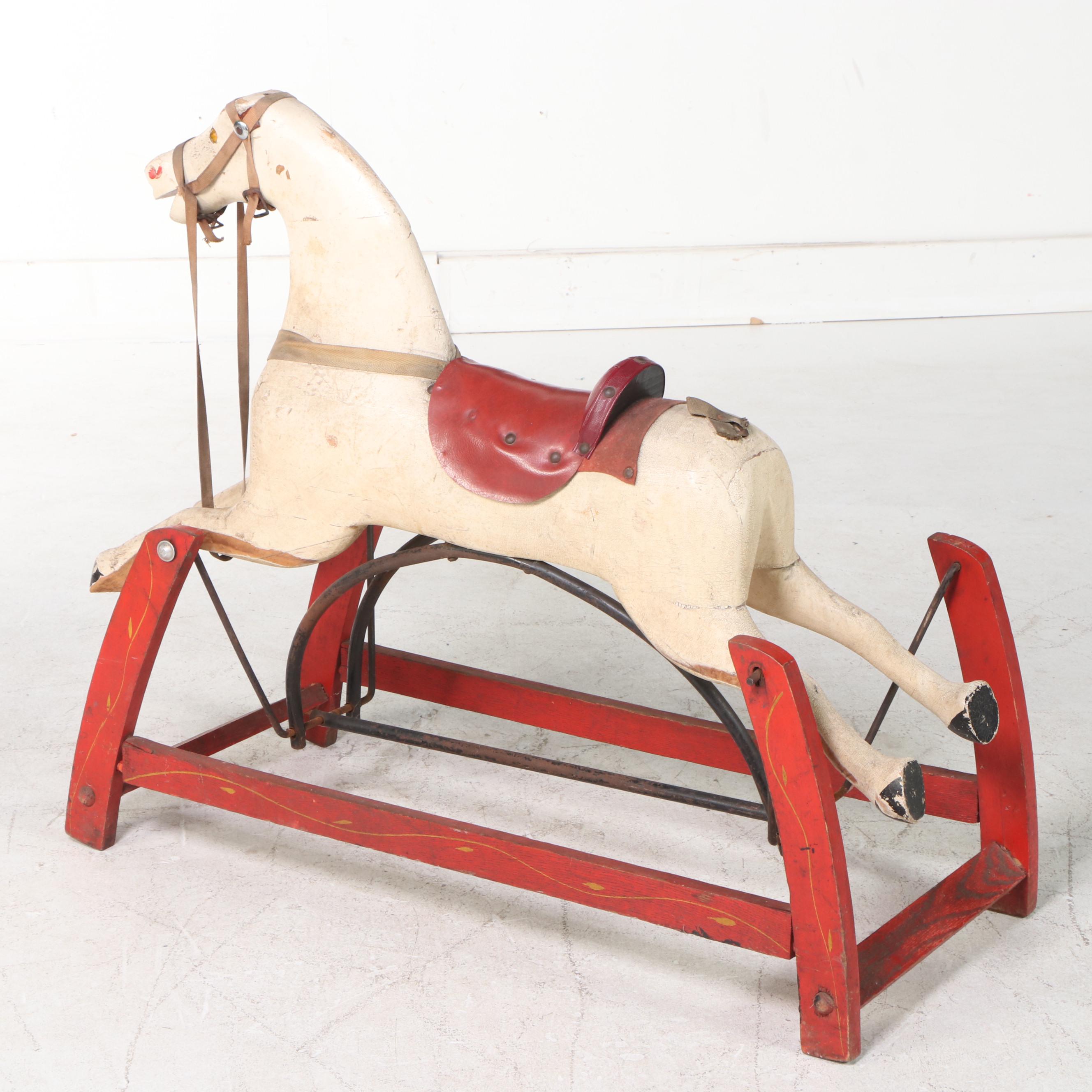 Victorian Wooden Rocking Horse Gilder, Late 19th/ Early 20th Century