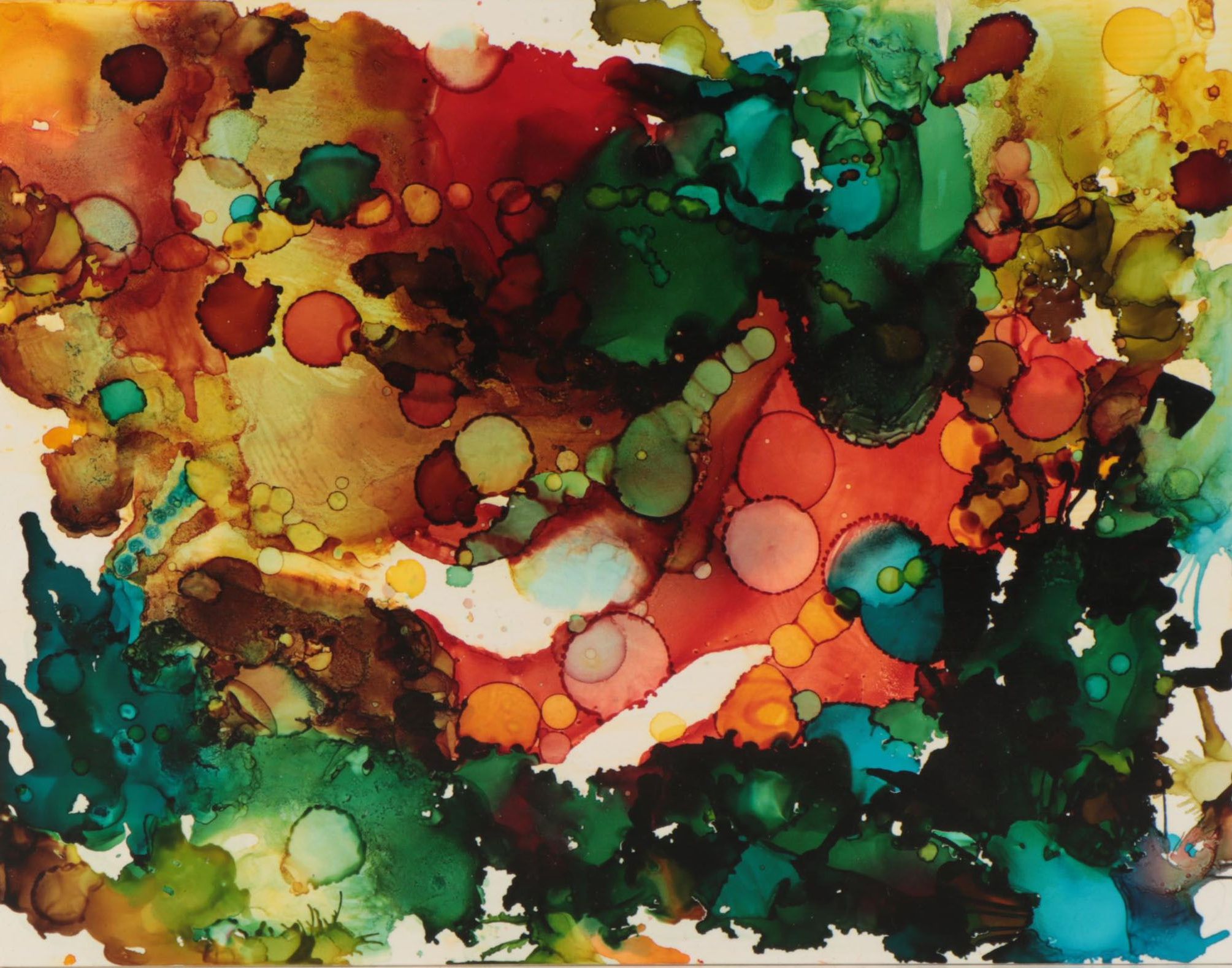 Helen Dannelly Abstract Alcohol Ink Painting "Dive," 2017