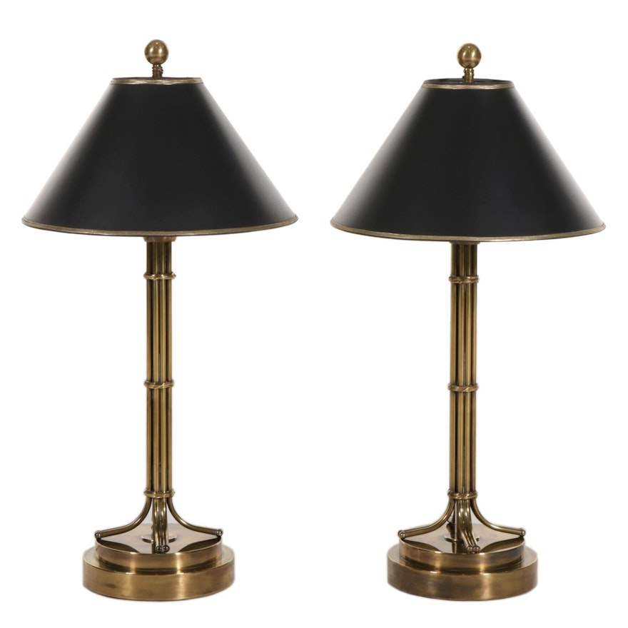 Hart Associates Hollywood Regency Style Brass Table Lamps, Mid/ Late 20th C