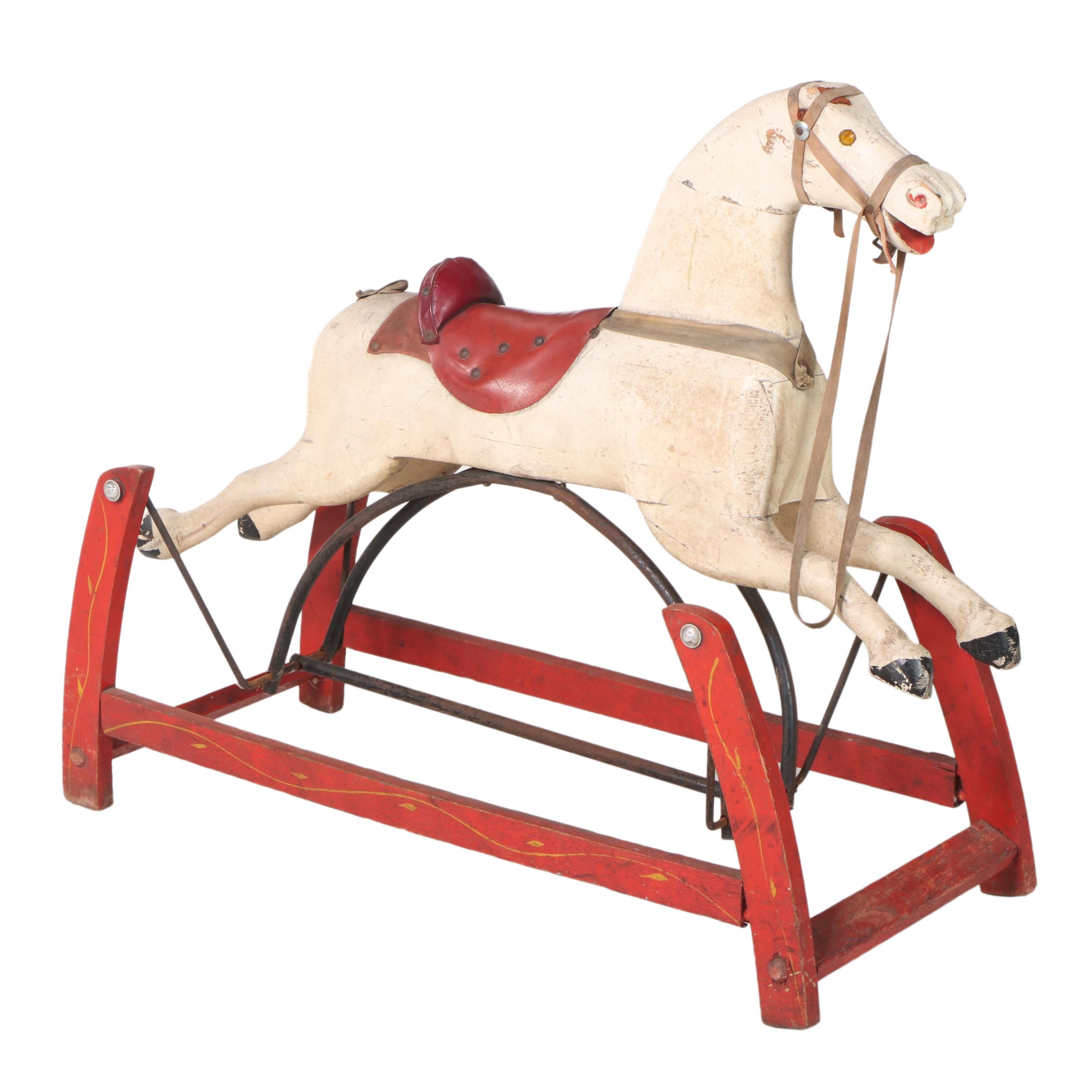 Victorian Wooden Rocking Horse Gilder, Late 19th/ Early 20th Century