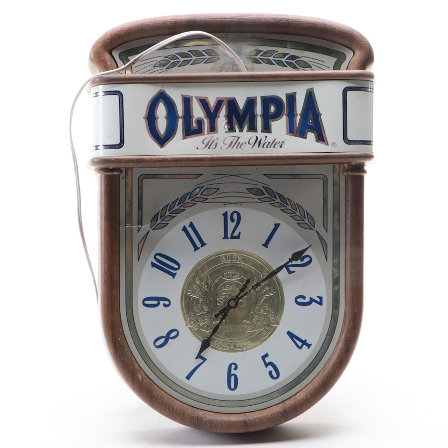 Pabst Brewing Company Olympia Illuminated Wall Clock