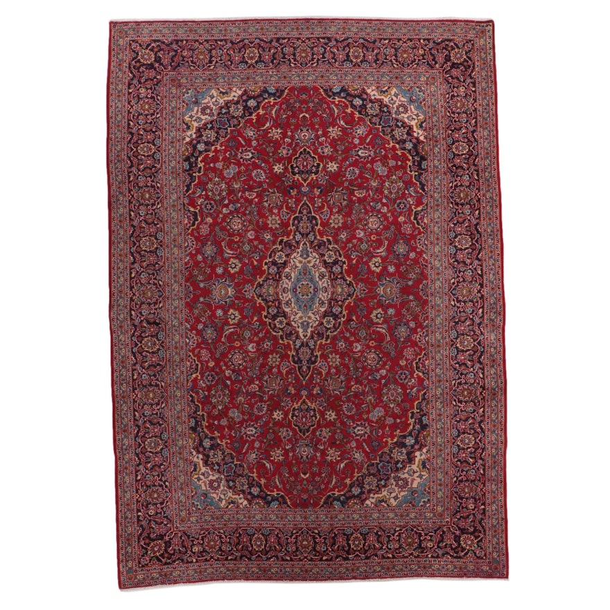 8'10 x 12'10 Hand-Knotted Persian Kashan Room Sized Rug