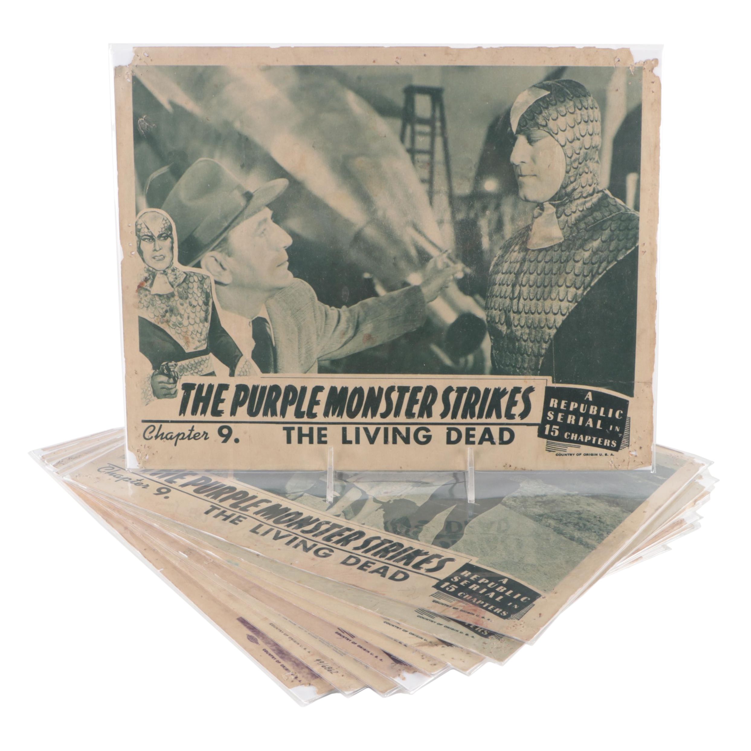 Movie Lobby Cards With "The Purple Monster Strikes", More, 1940s