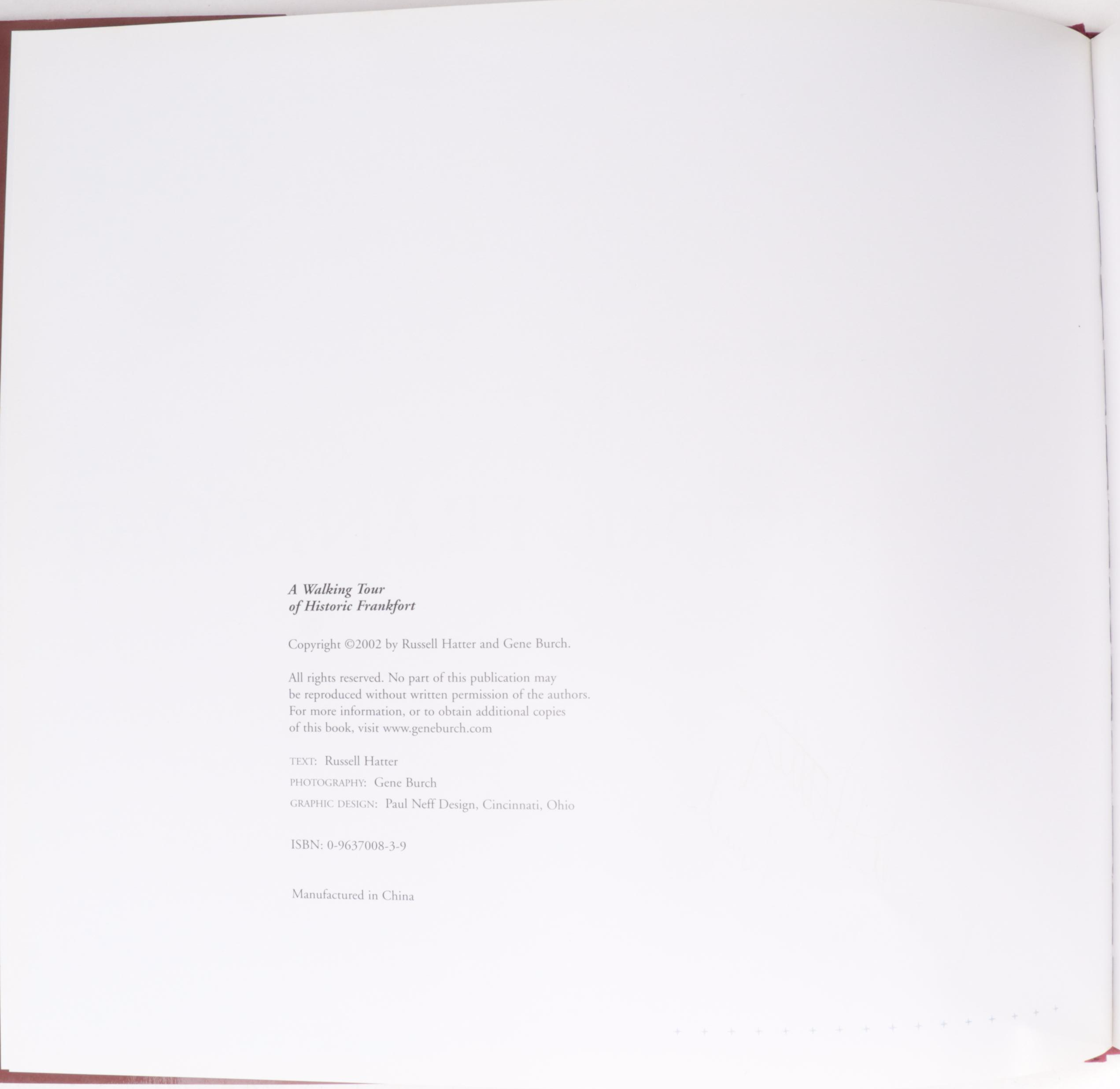 Signed "A Walking Tour of Historic Frankfort" by Russell Hatter and More