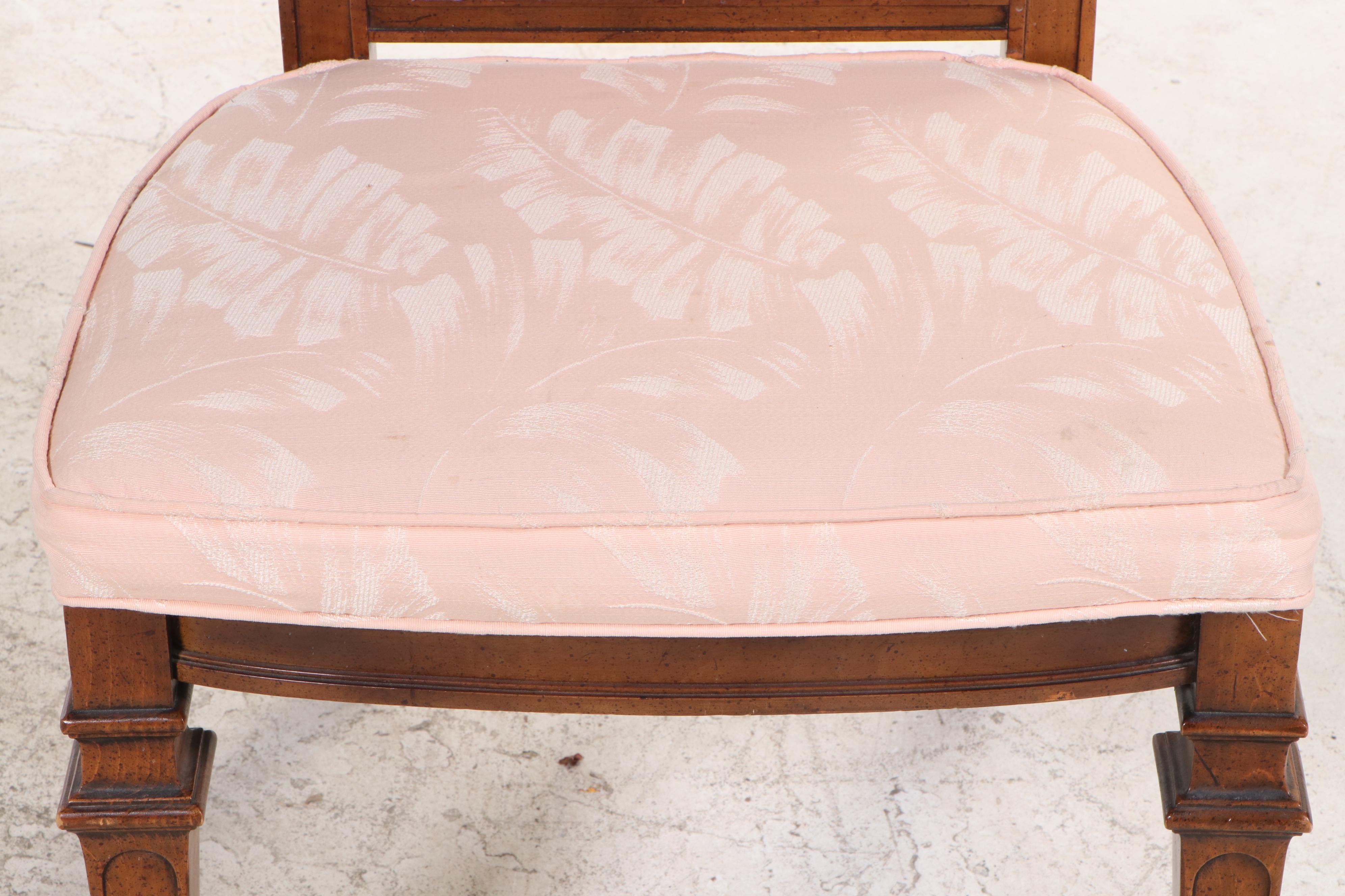 Eight Directoire Style Maple and Custom-Upholstered Dining Side Chairs