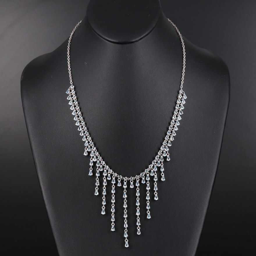 Sterling Sky Blue Topaz Fringe Necklace