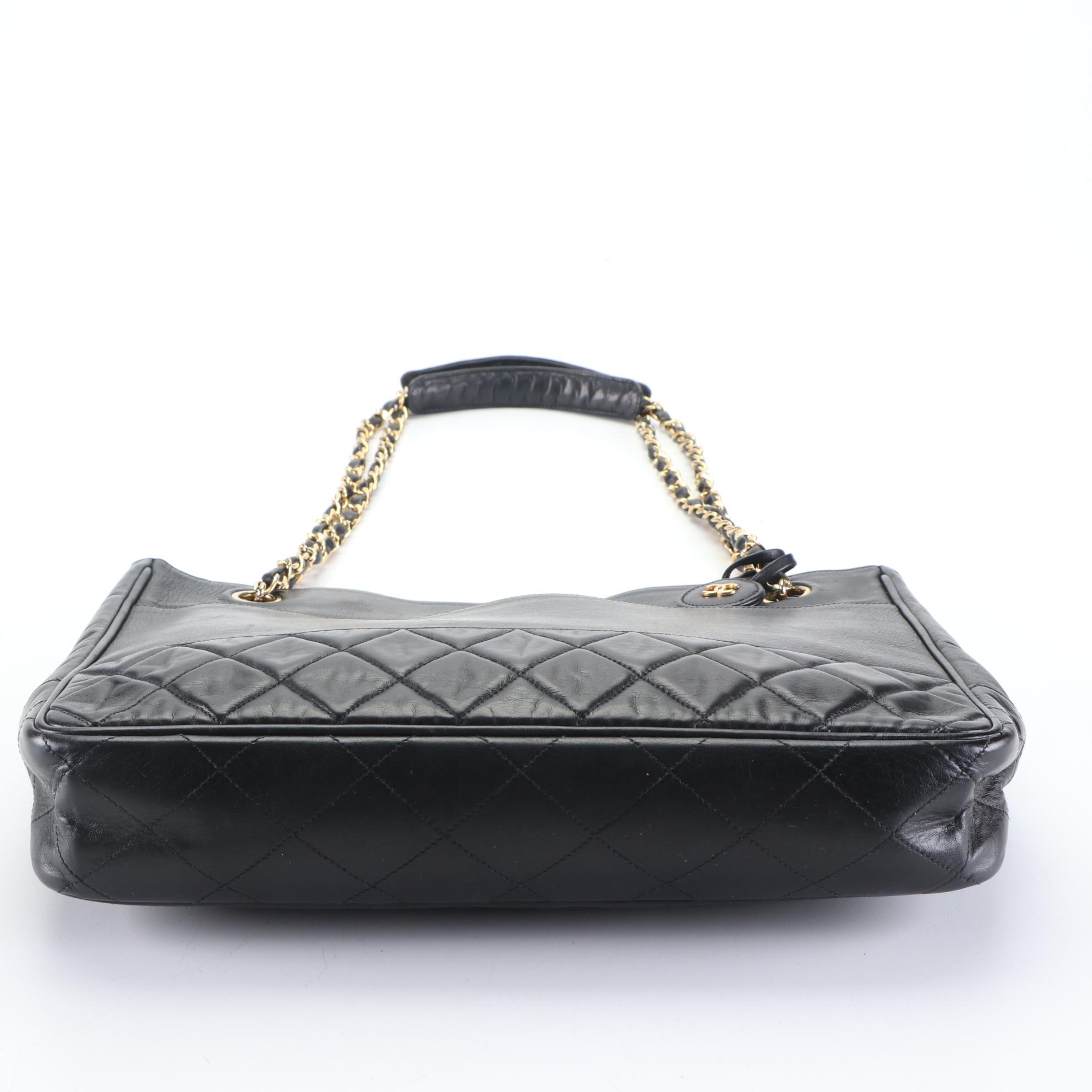 Chanel Slim Shoulder Bag in Black Quilted Calfskin Leather